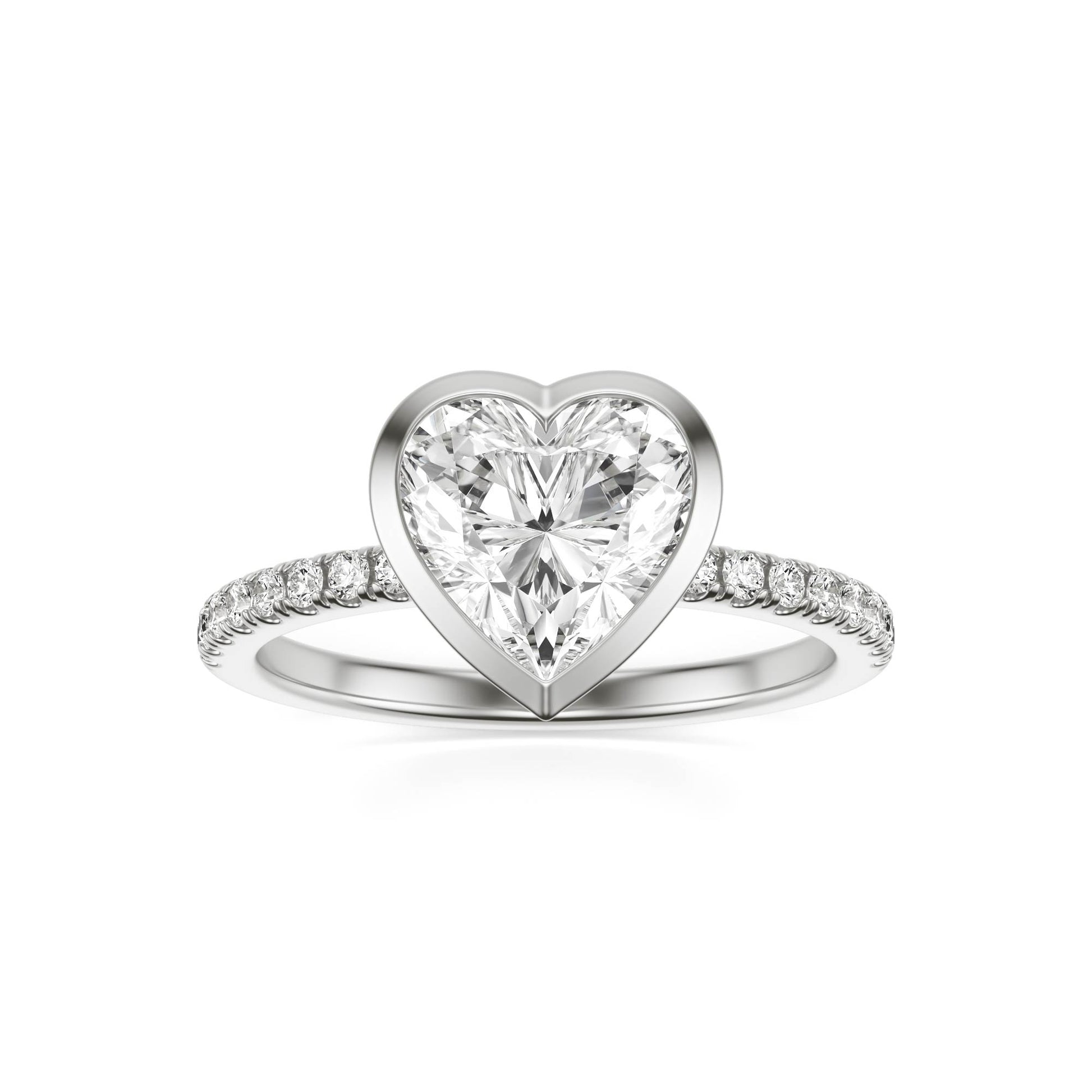 Heart Moissanite Bezel Pavé Platinum