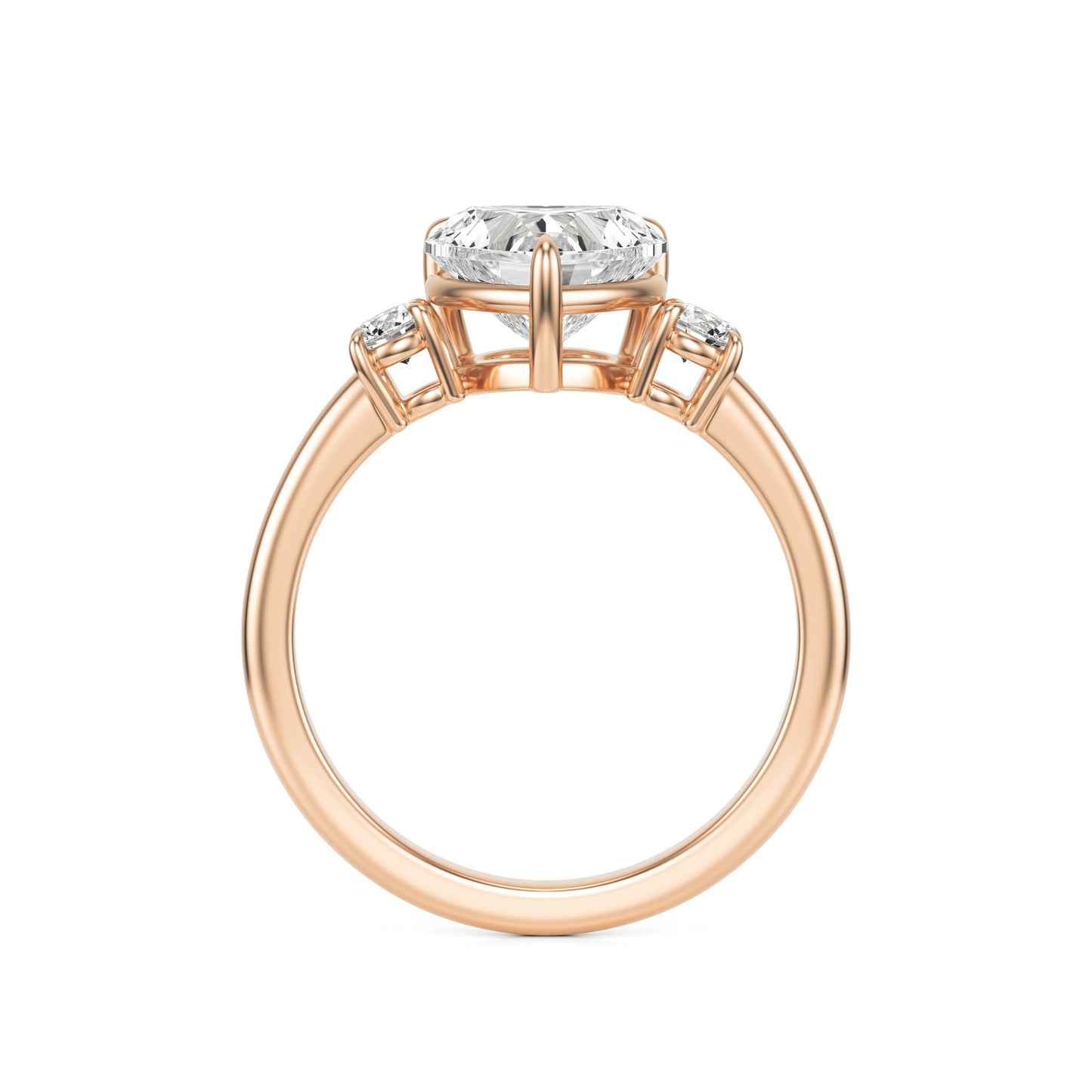 Heart Moissanite Trio 14K Rose Gold