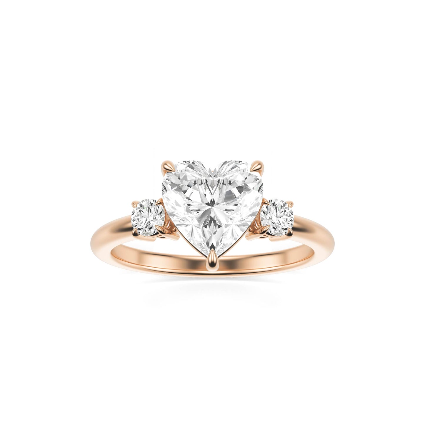 Heart Moissanite Trio 14K Rose Gold