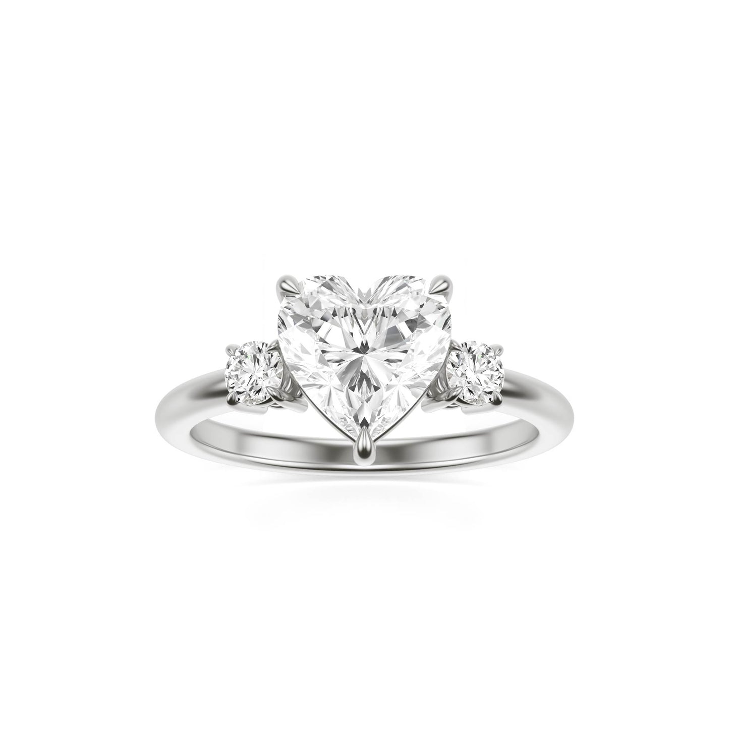 Heart Moissanite Trio 14K White Gold