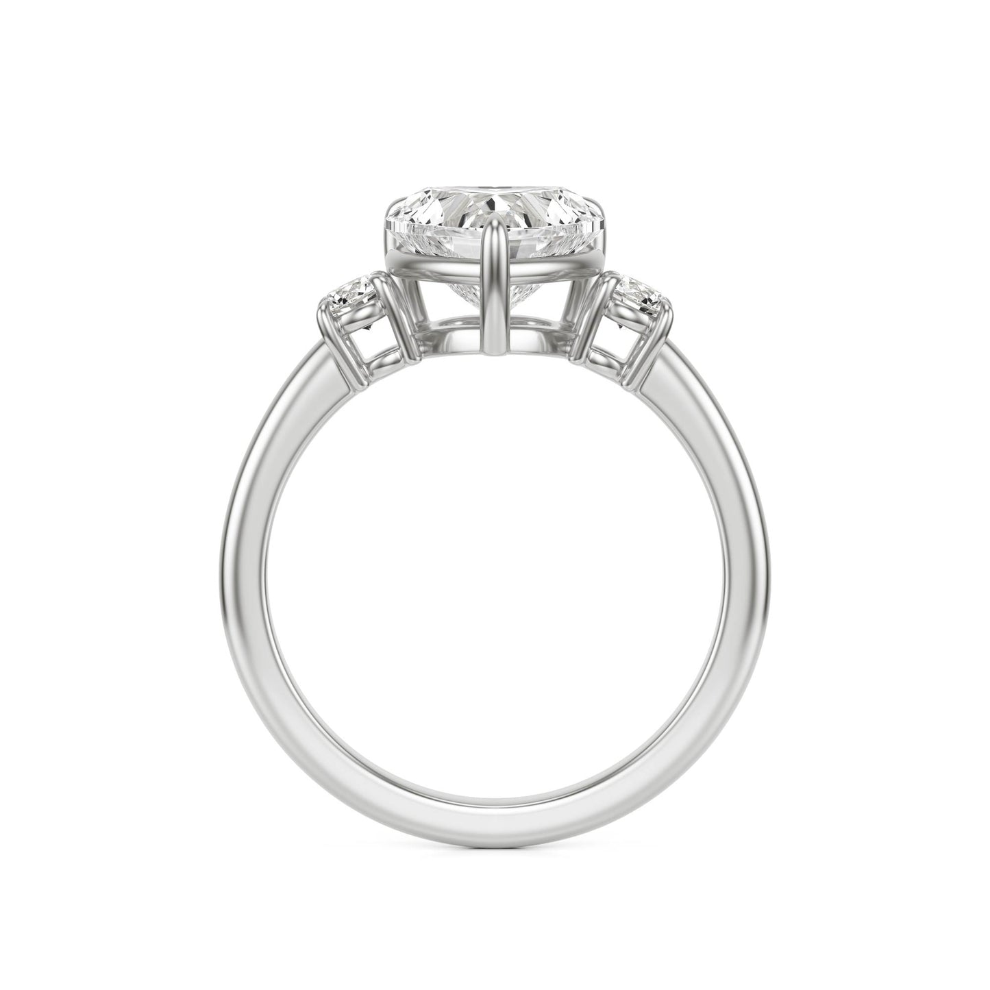 Heart Moissanite Trio 14K White Gold