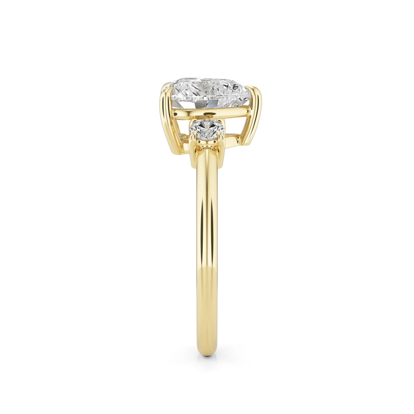 Heart Moissanite Trio 14K Yellow Gold