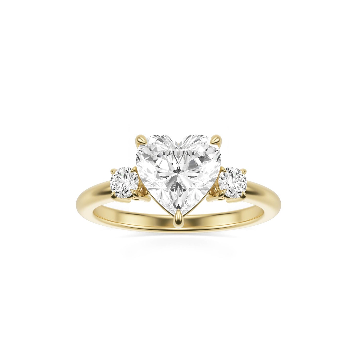 Heart Moissanite Trio 14K Yellow Gold