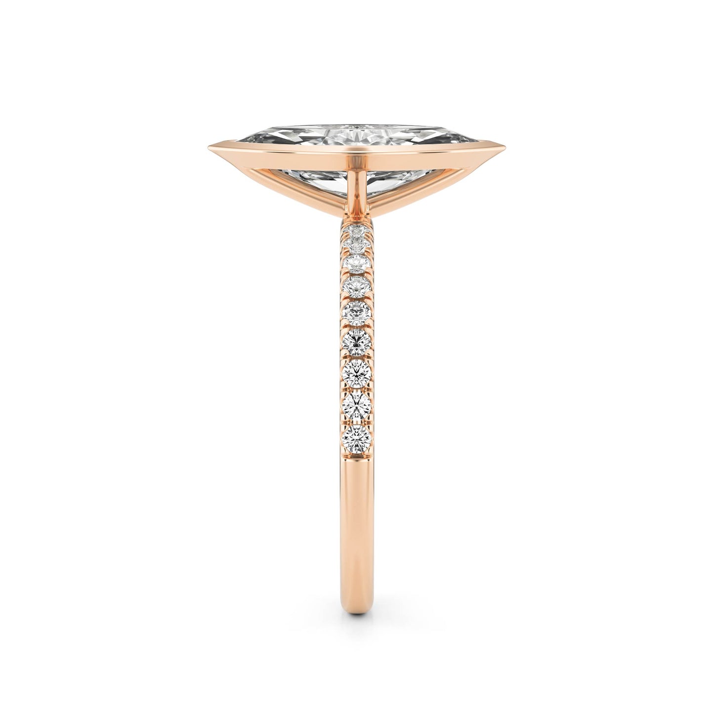 Marquise Diamond Bezel Pave Rose Gold