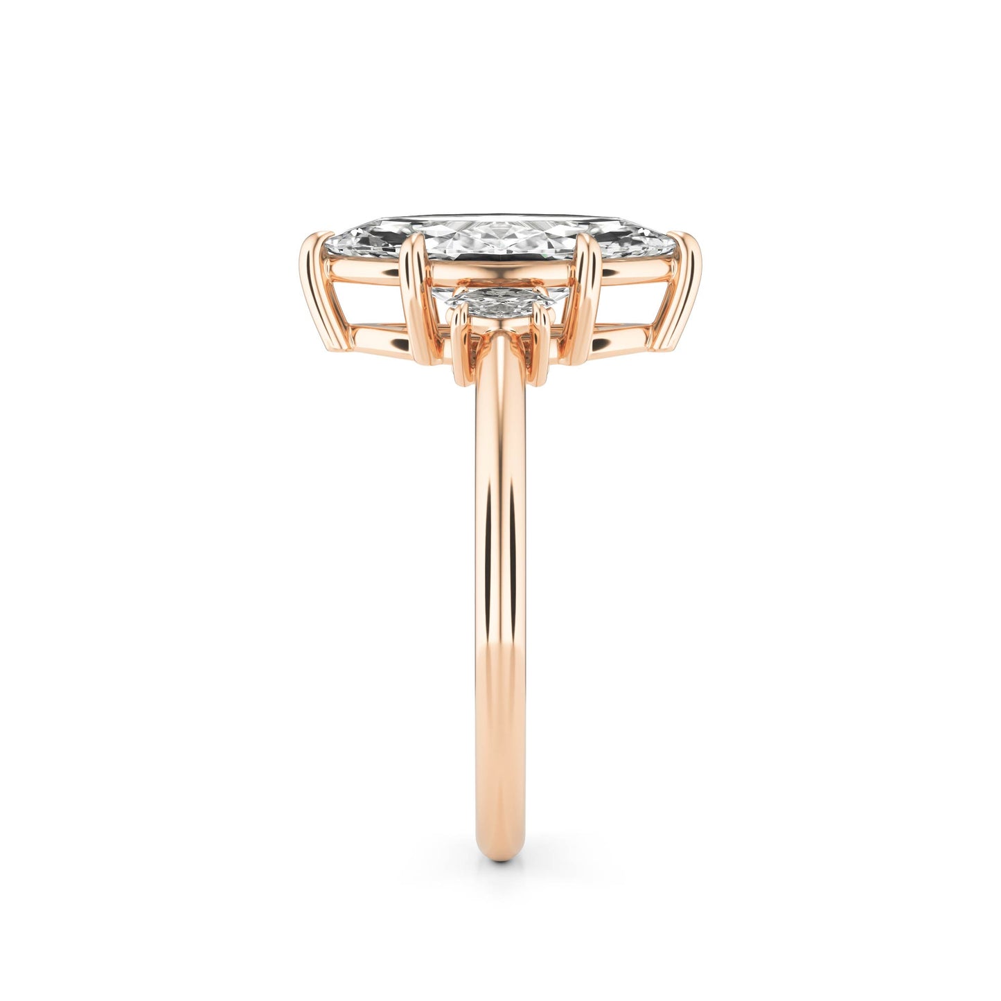 Marquise Moissanite Trio 14K Rose Gold