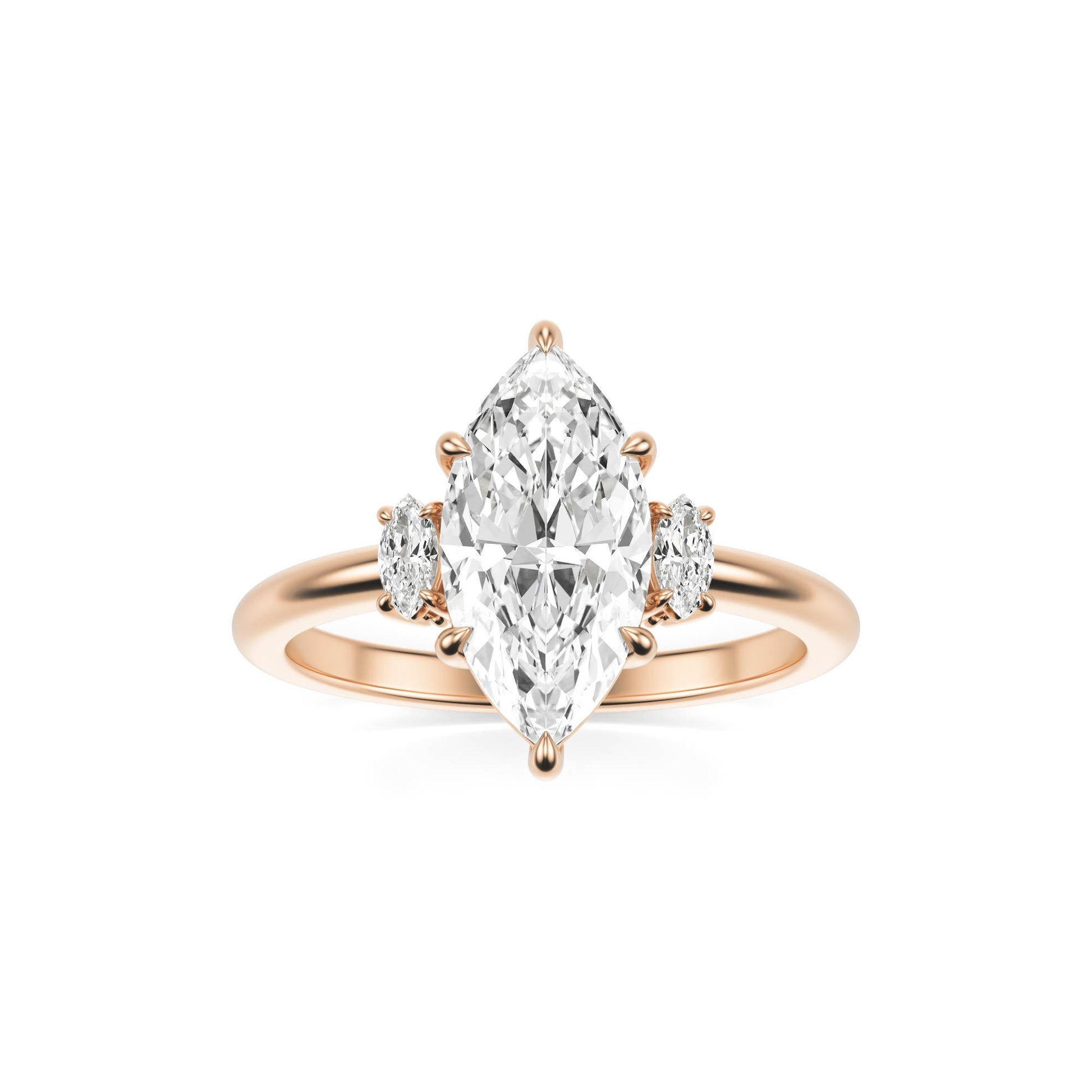 Marquise Moissanite Trio 14K Rose Gold