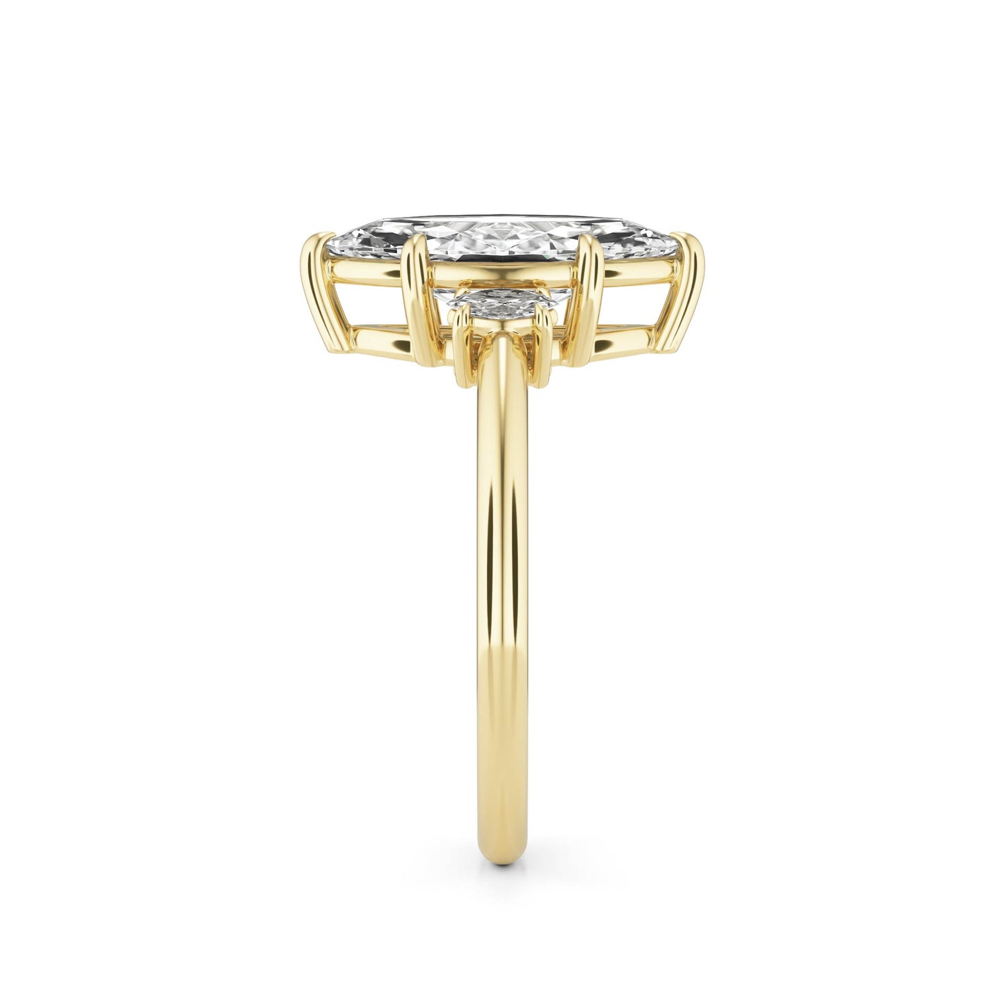 Marquise Moissanite Trio 14K Yellow Gold