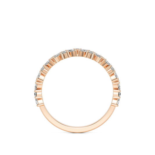 Marquise Round Moissanite Wedding Band 14K Rose Gold
