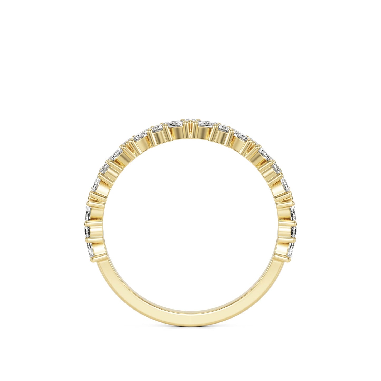 Marquise Round Moissanite Wedding Band 14K Yellow Gold