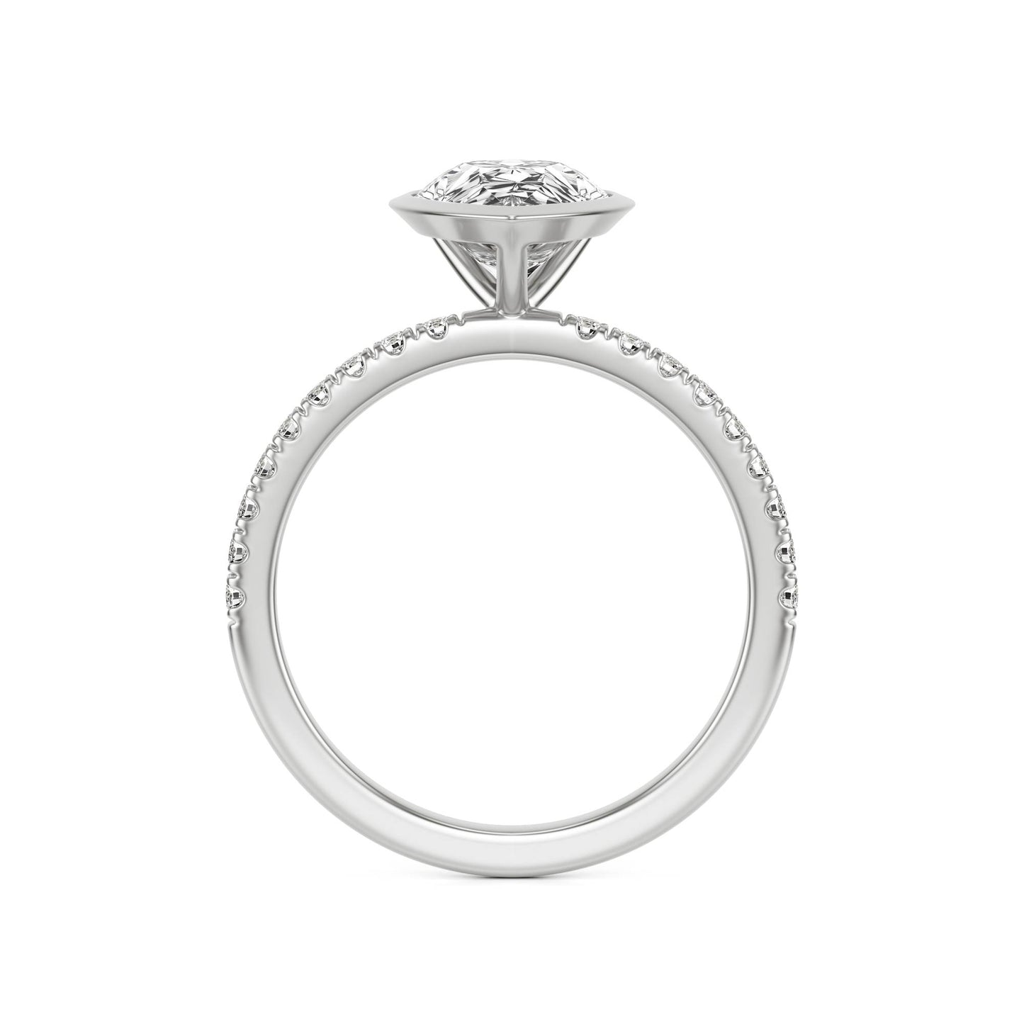 Pear Moissanite Bezel Pave Platinum