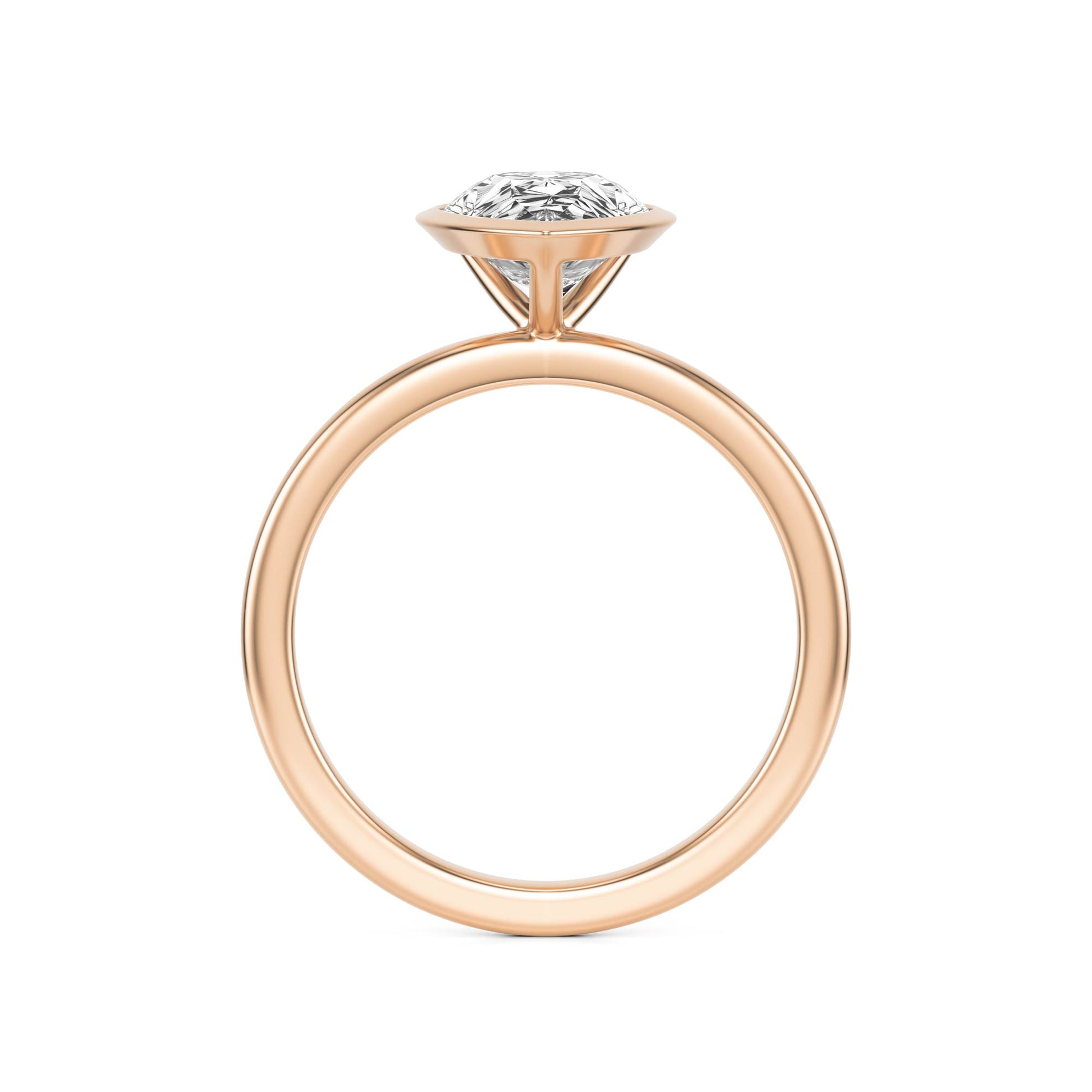 Pear Moissanite Bezel 14K Rose Gold