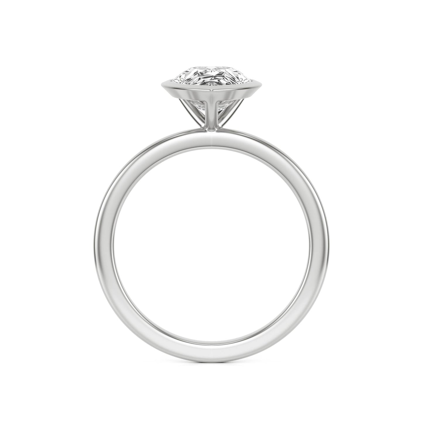Pear Moissanite Bezel 14K White Gold