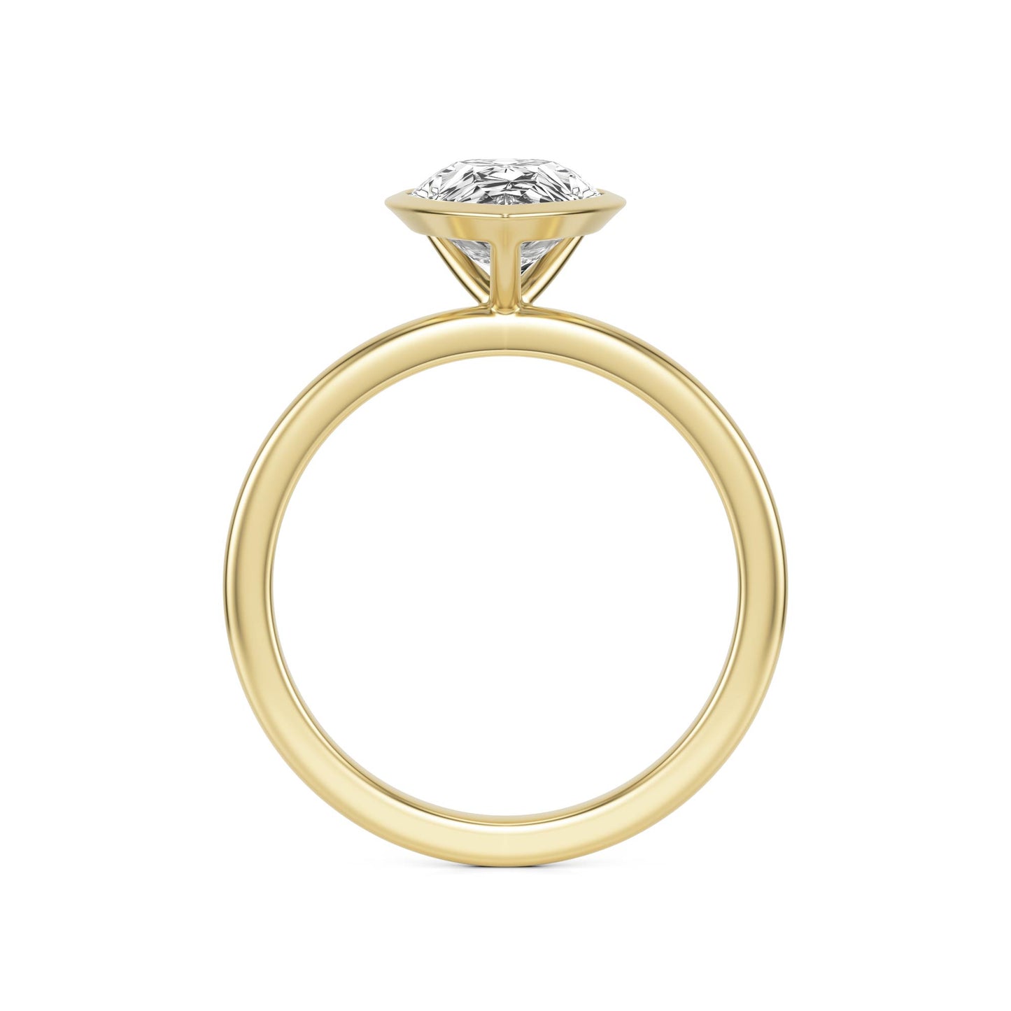 Pear Moissanite Bezel 14K Yellow Gold