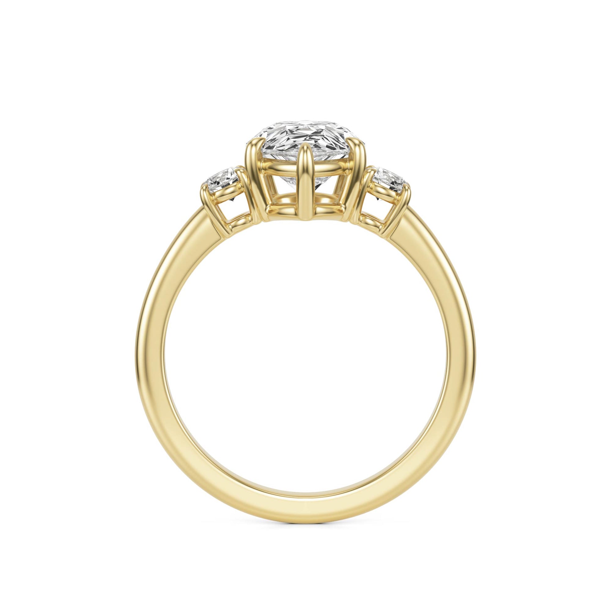 Pear Moissanite Trio 14K Yellow Gold