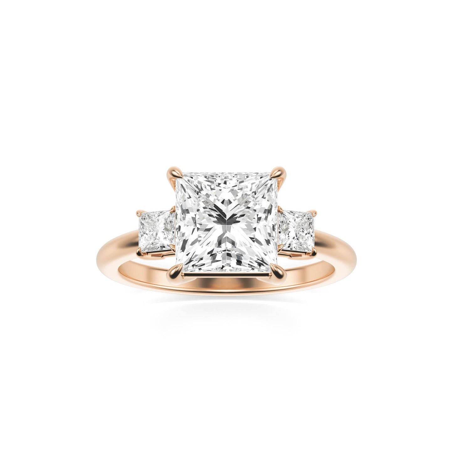 Princess Diamond Trio 14K Rose Gold