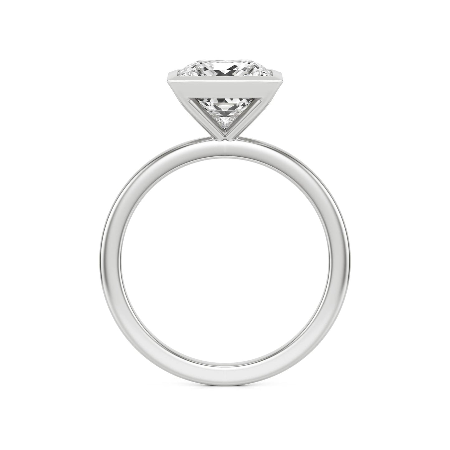 Princess Moissanite Bezel Platinum