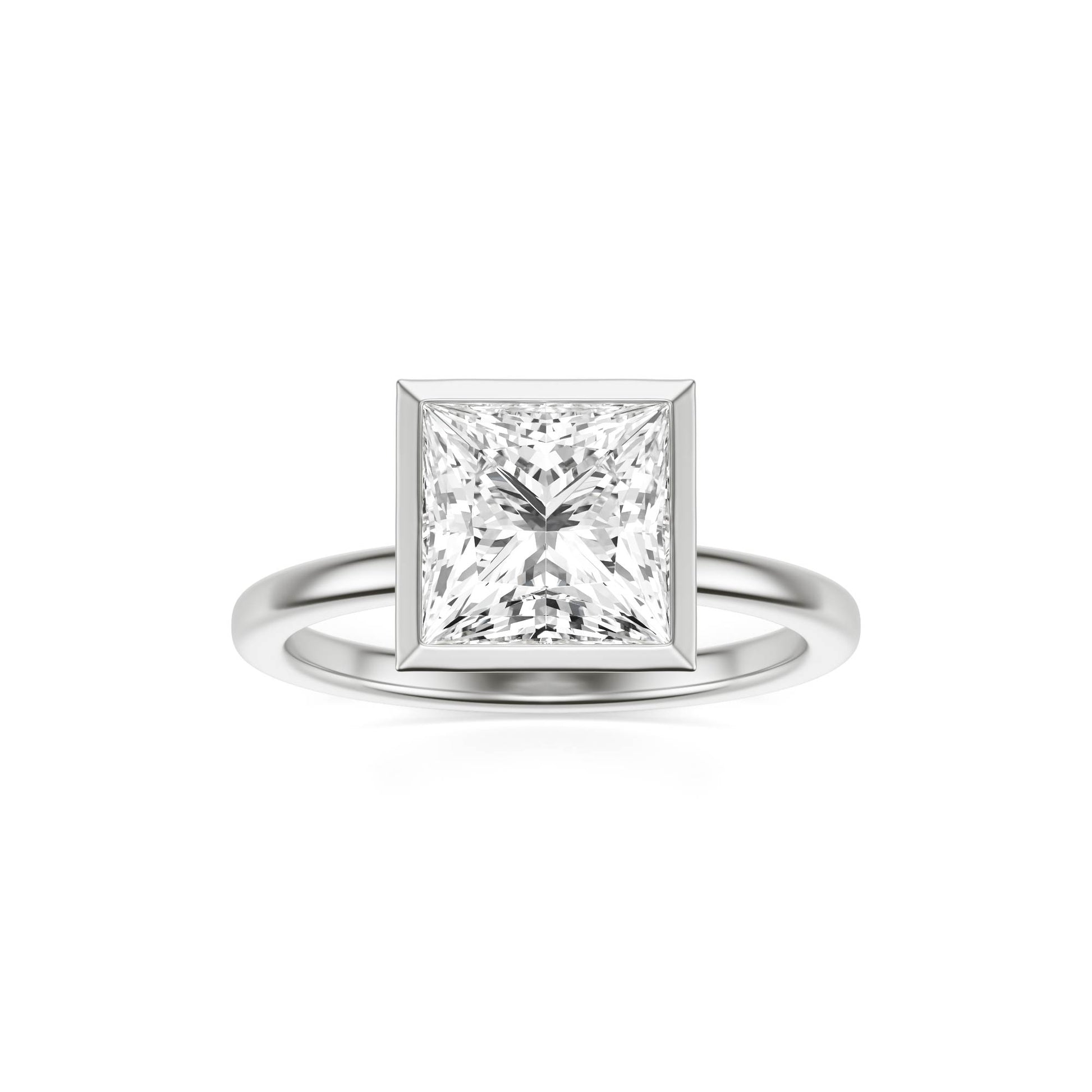 Princess Moissanite Bezel Platinum