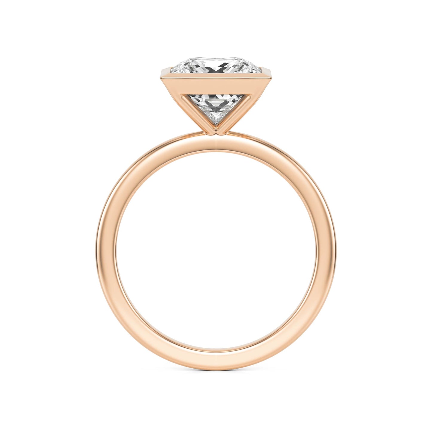 Princess Moissanite Bezel 14K Rose Gold