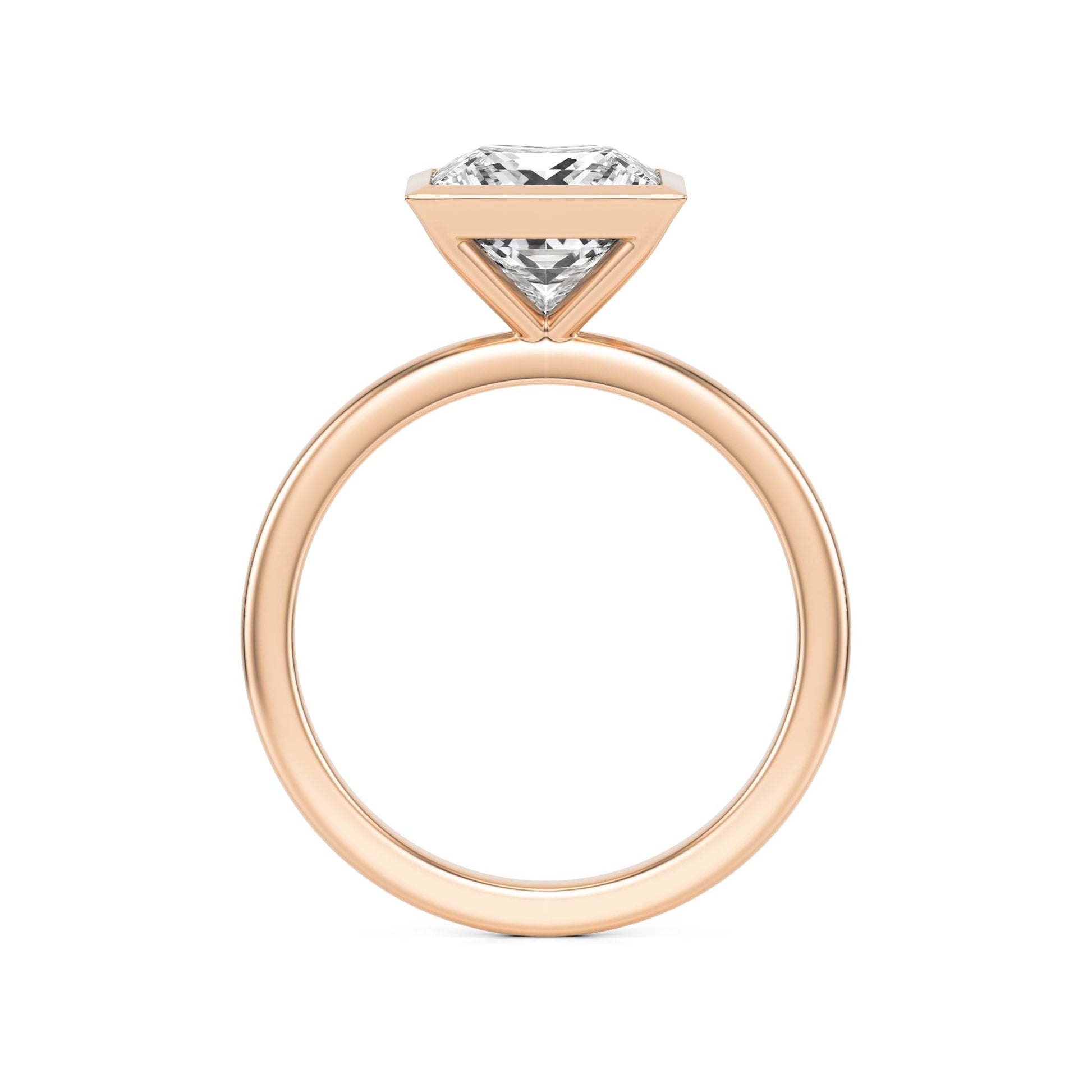 Princess Moissanite Bezel 14K Rose Gold