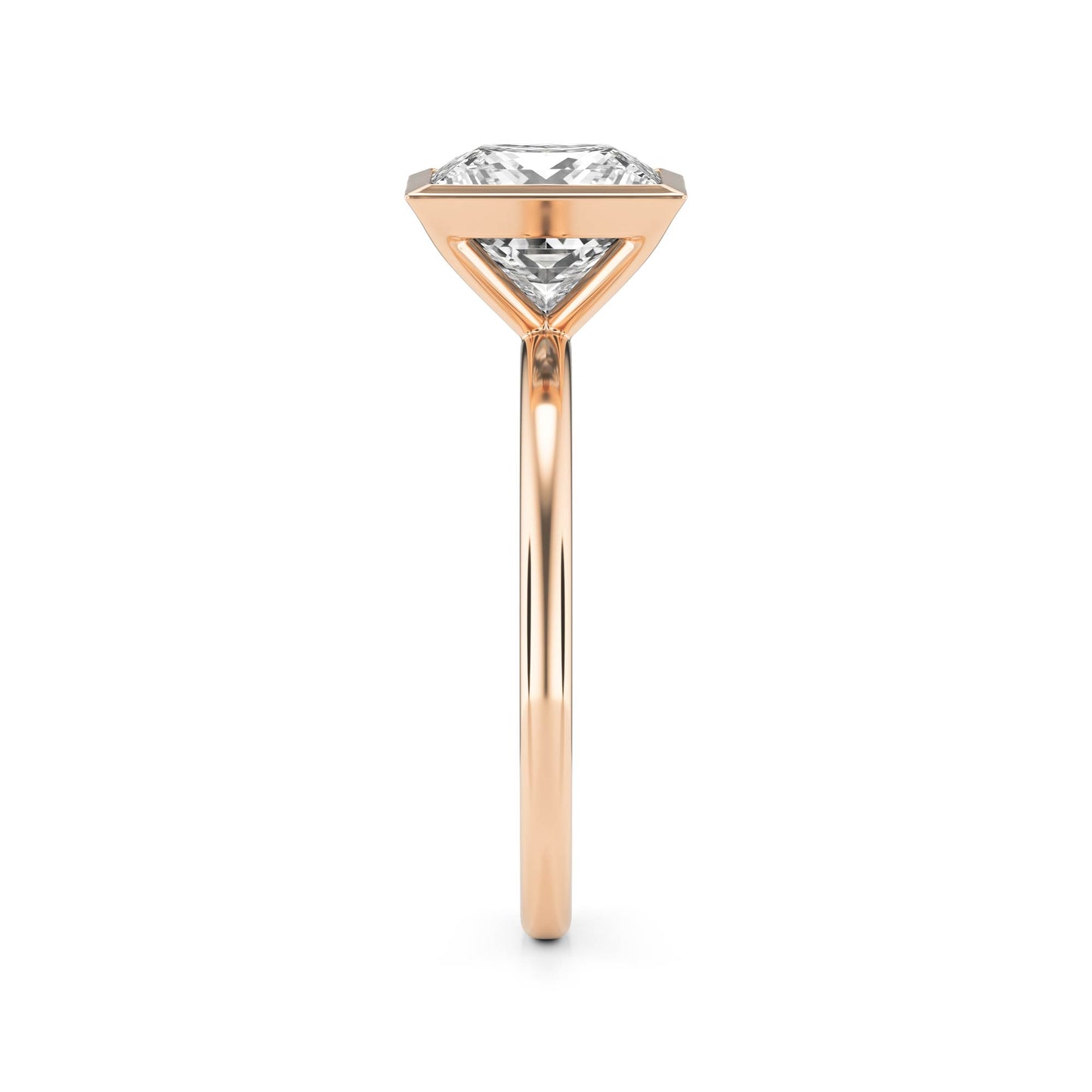 Princess Moissanite Bezel 14K Rose Gold