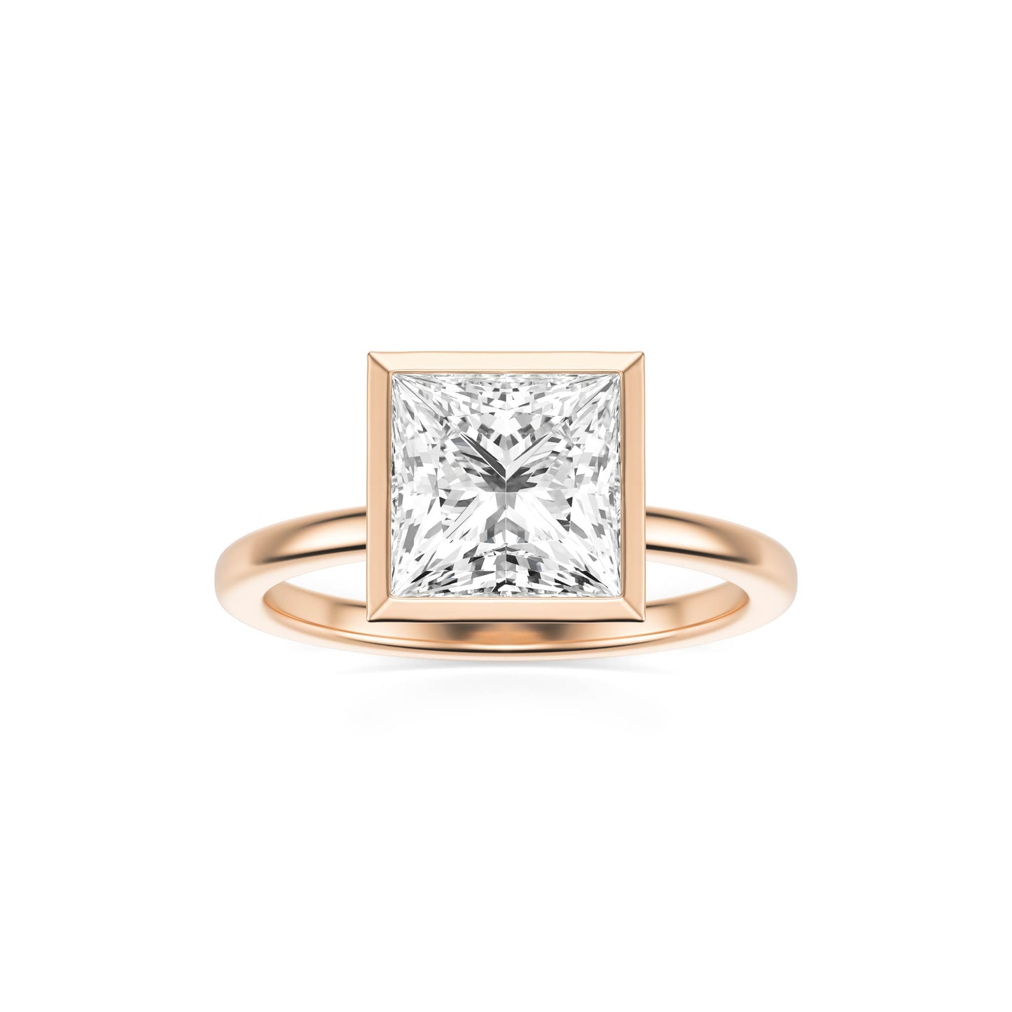 Princess Moissanite Bezel 14K Rose Gold