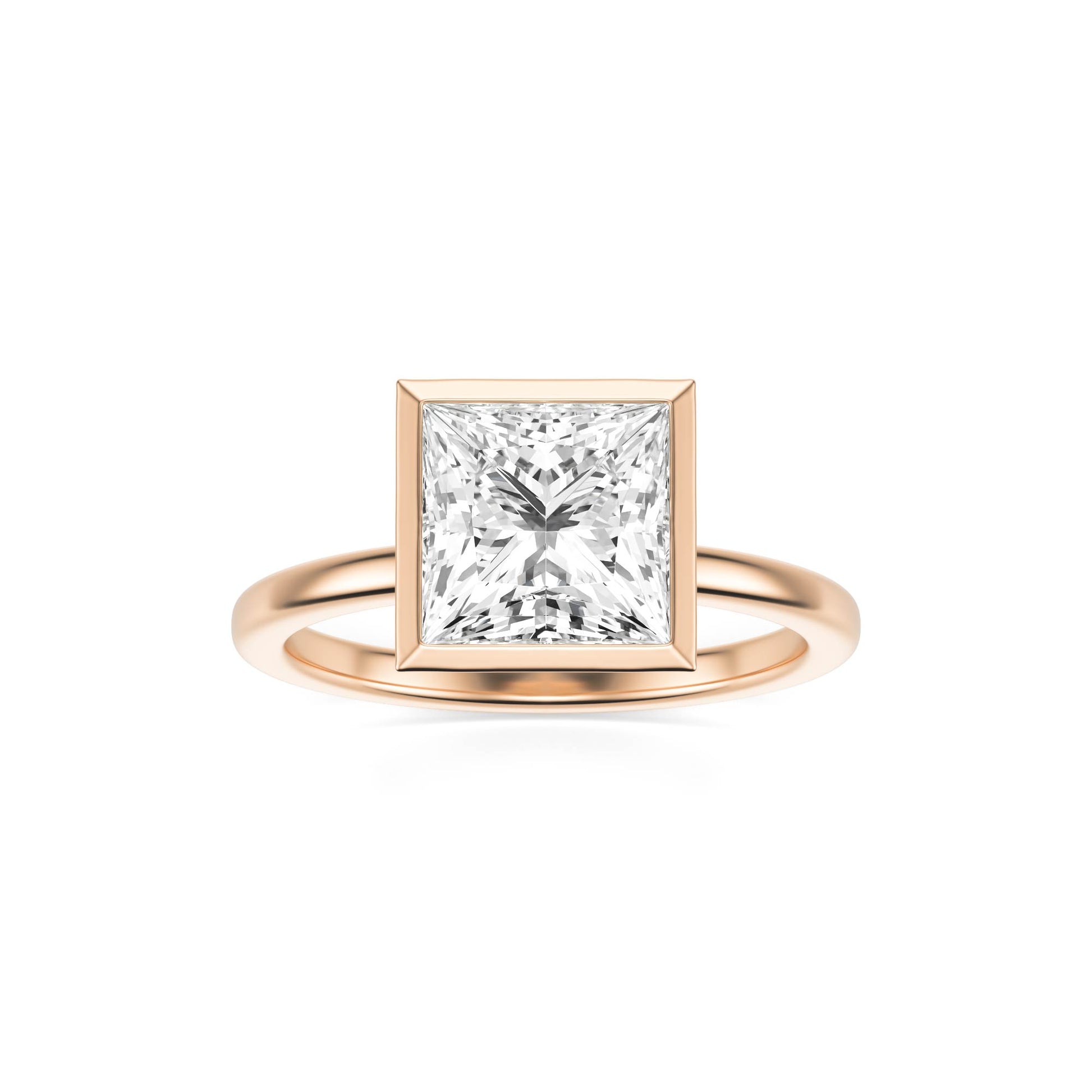 Princess Moissanite Bezel 14K Rose Gold