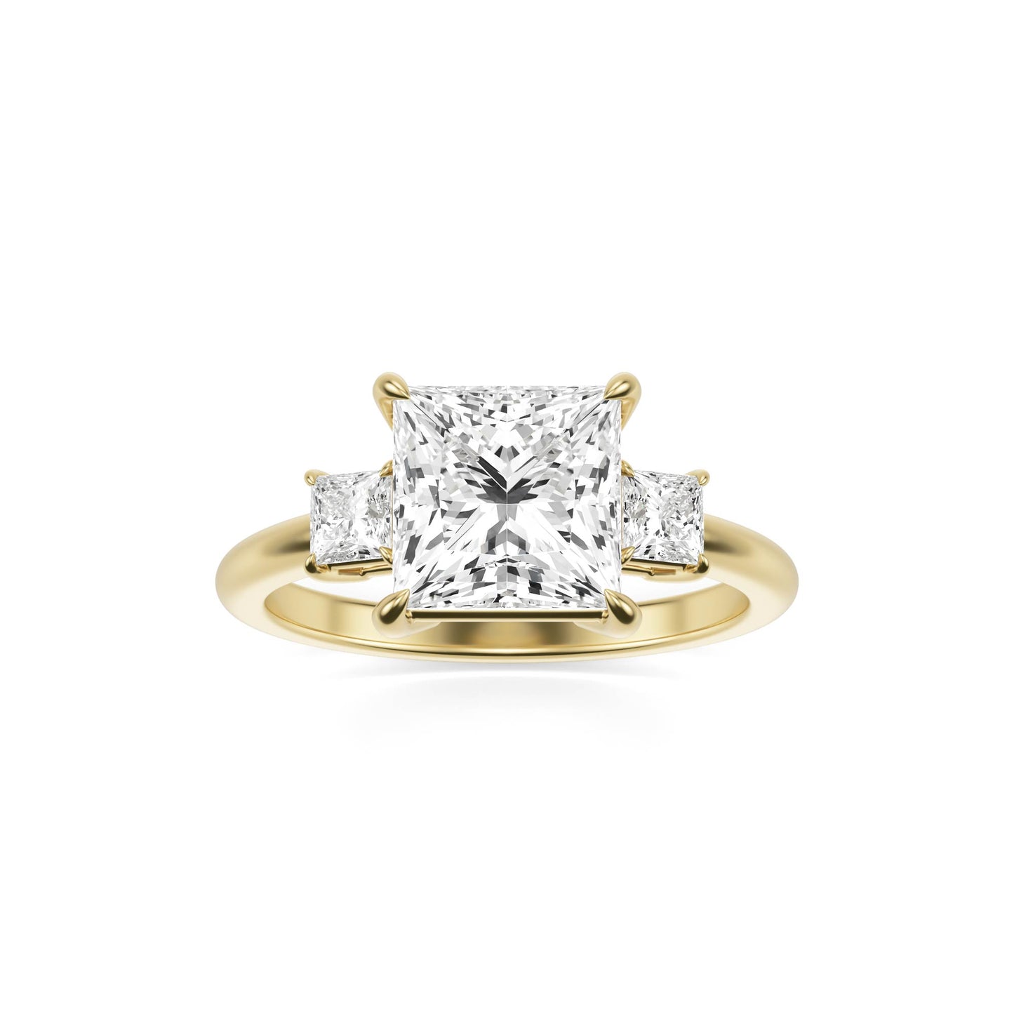 Princess Moissanite Trio 14K Yellow Gold