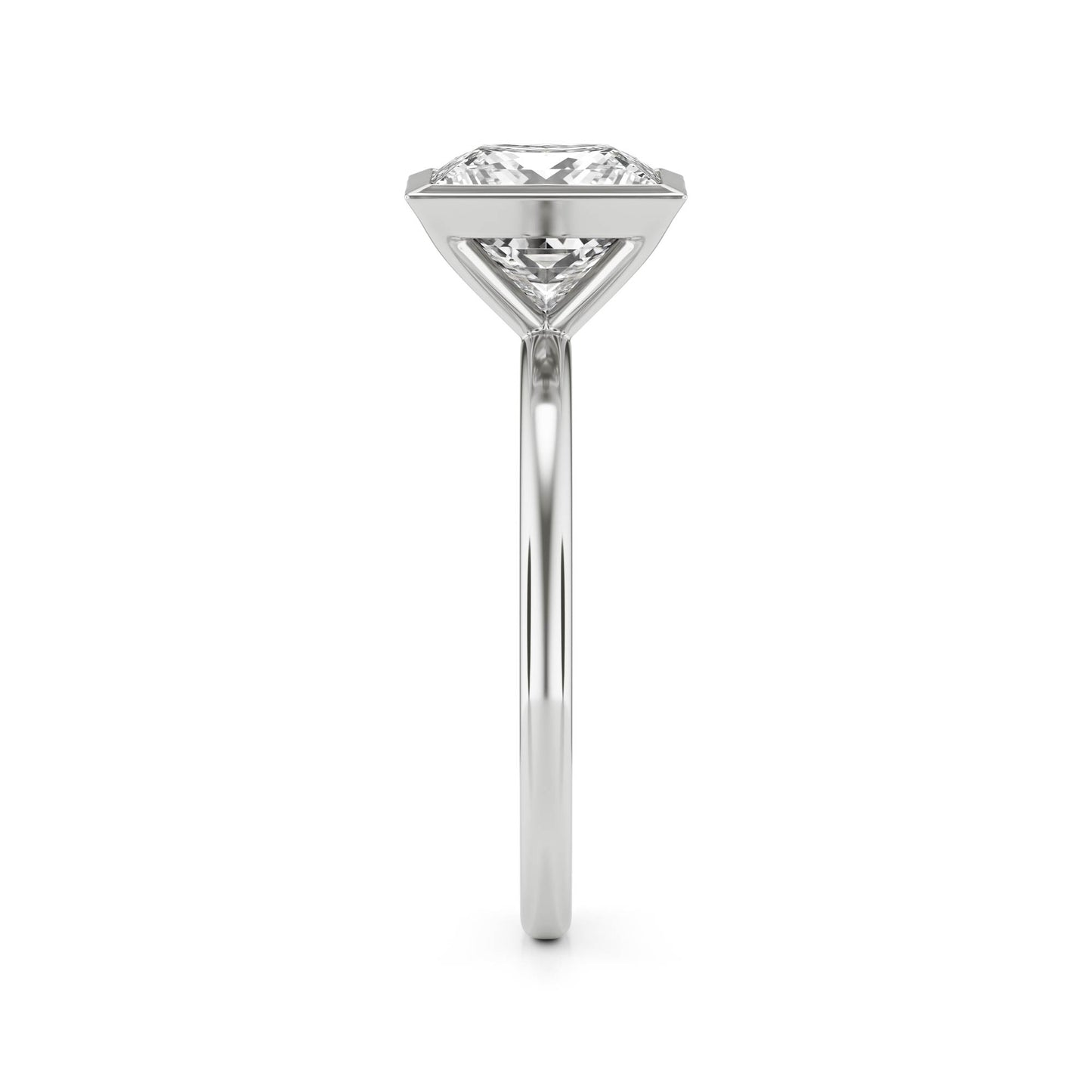 Princess Moissanite Bezel 14K White Gold