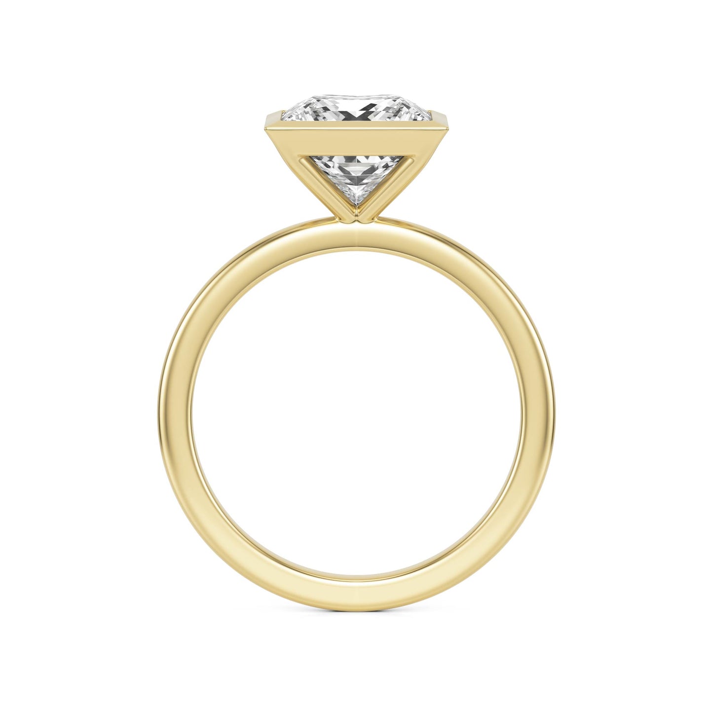 Princess Moissanite Bezel 14K Yellow Gold