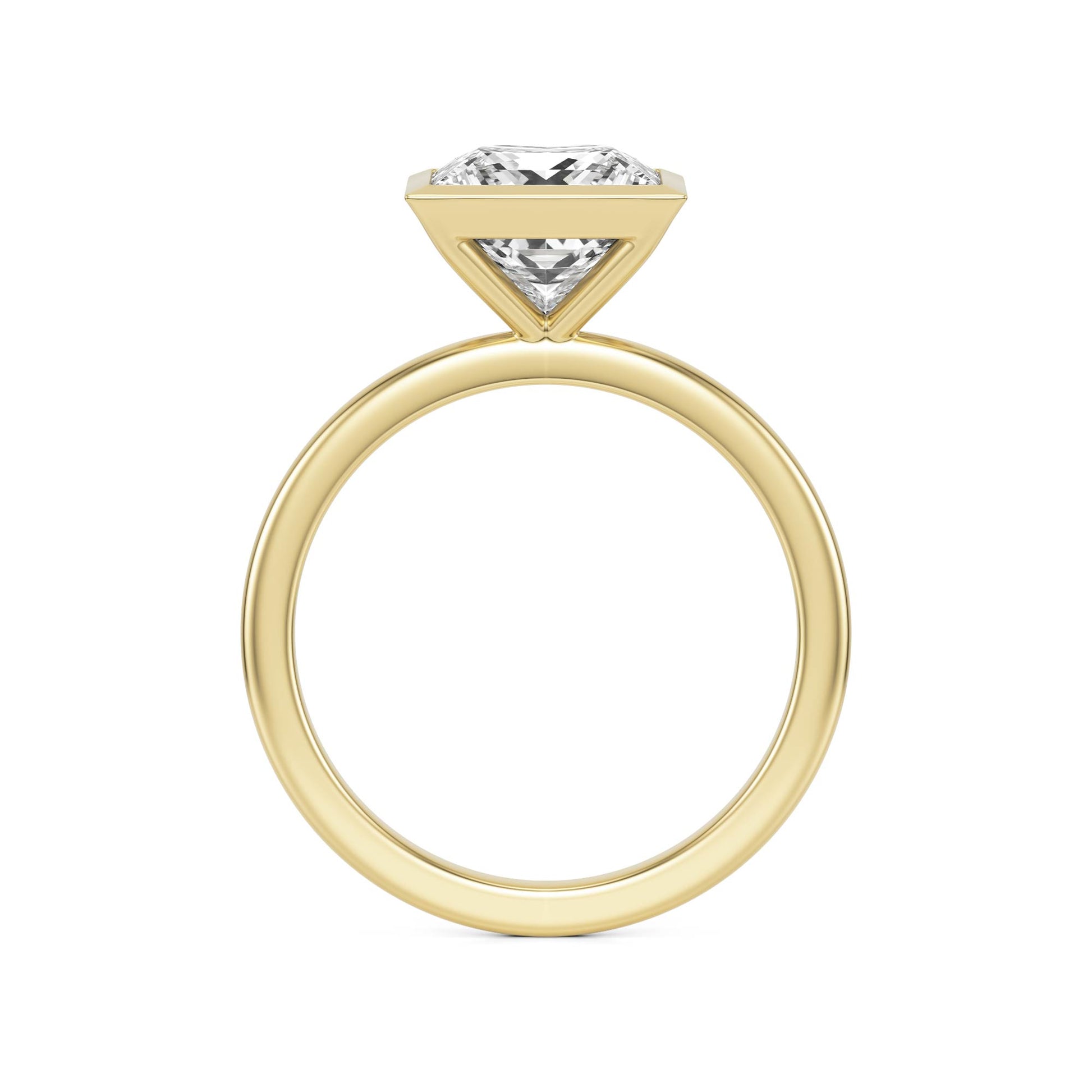 Princess Moissanite Bezel 14K Yellow Gold