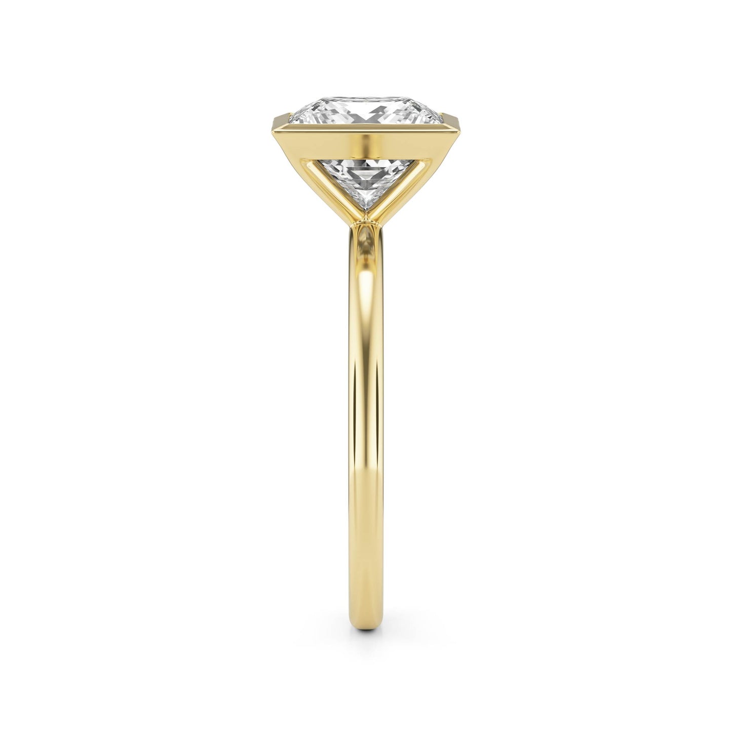 Princess Moissanite Bezel 14K Yellow Gold