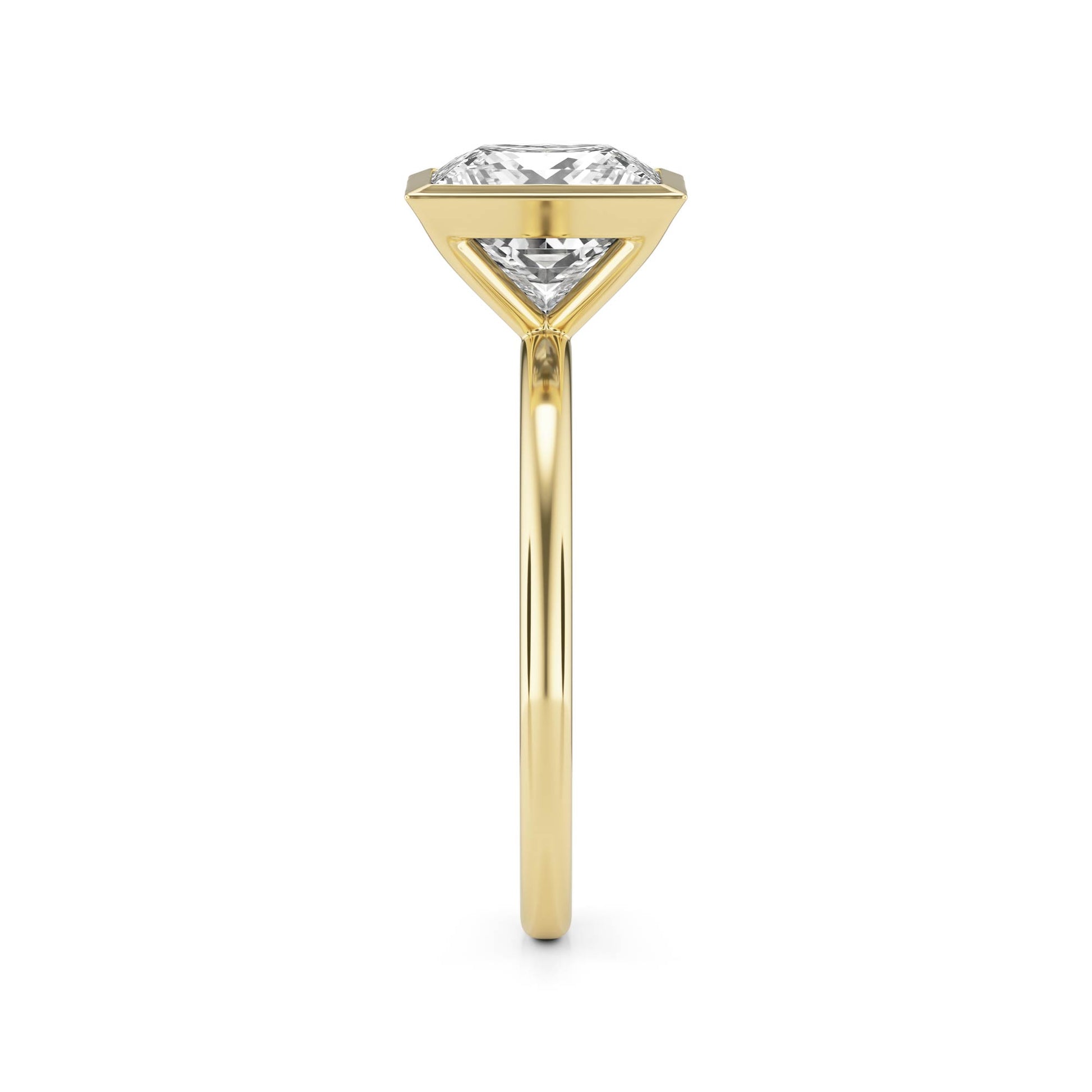 Princess Moissanite Bezel 14K Yellow Gold