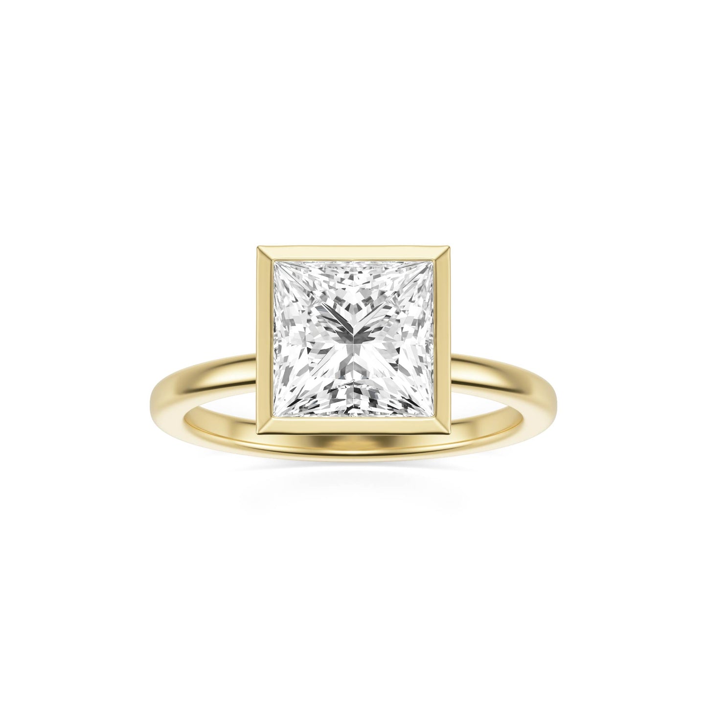Princess Moissanite Bezel 14K Yellow Gold