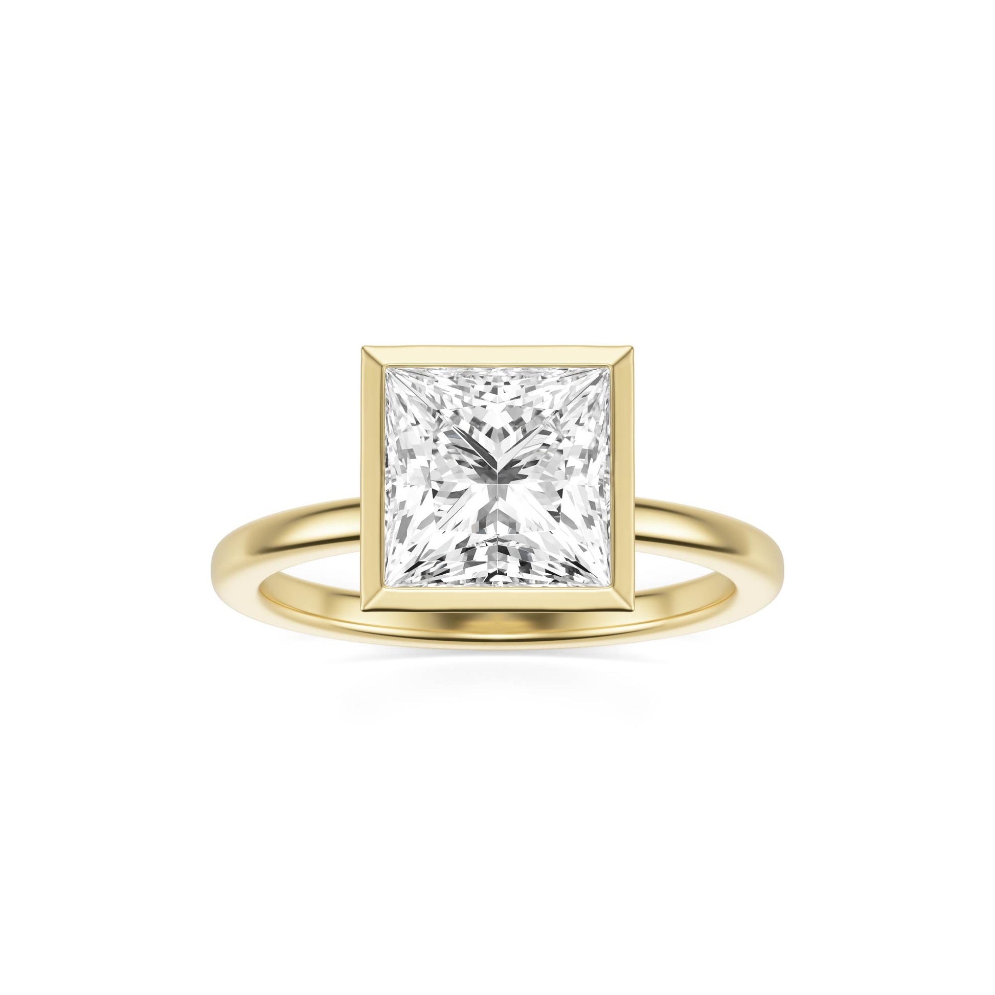 Princess Moissanite Bezel 14K Yellow Gold