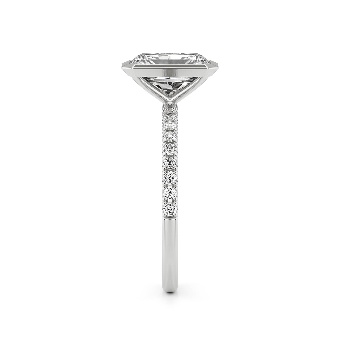 Radiant Diamond Bezel Pave Platinum