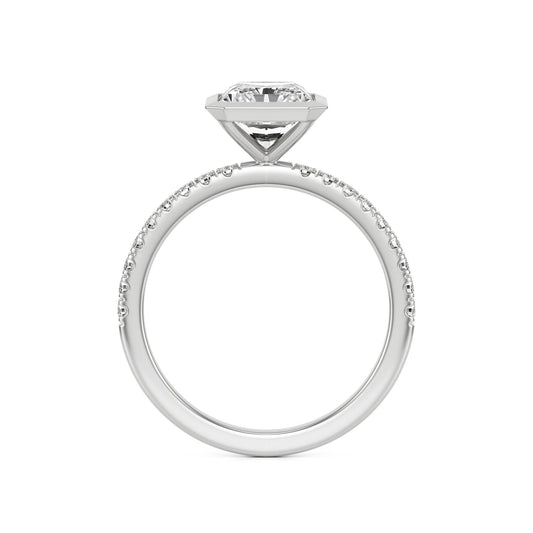 Radiant Diamond Bezel Pave 14K White Gold