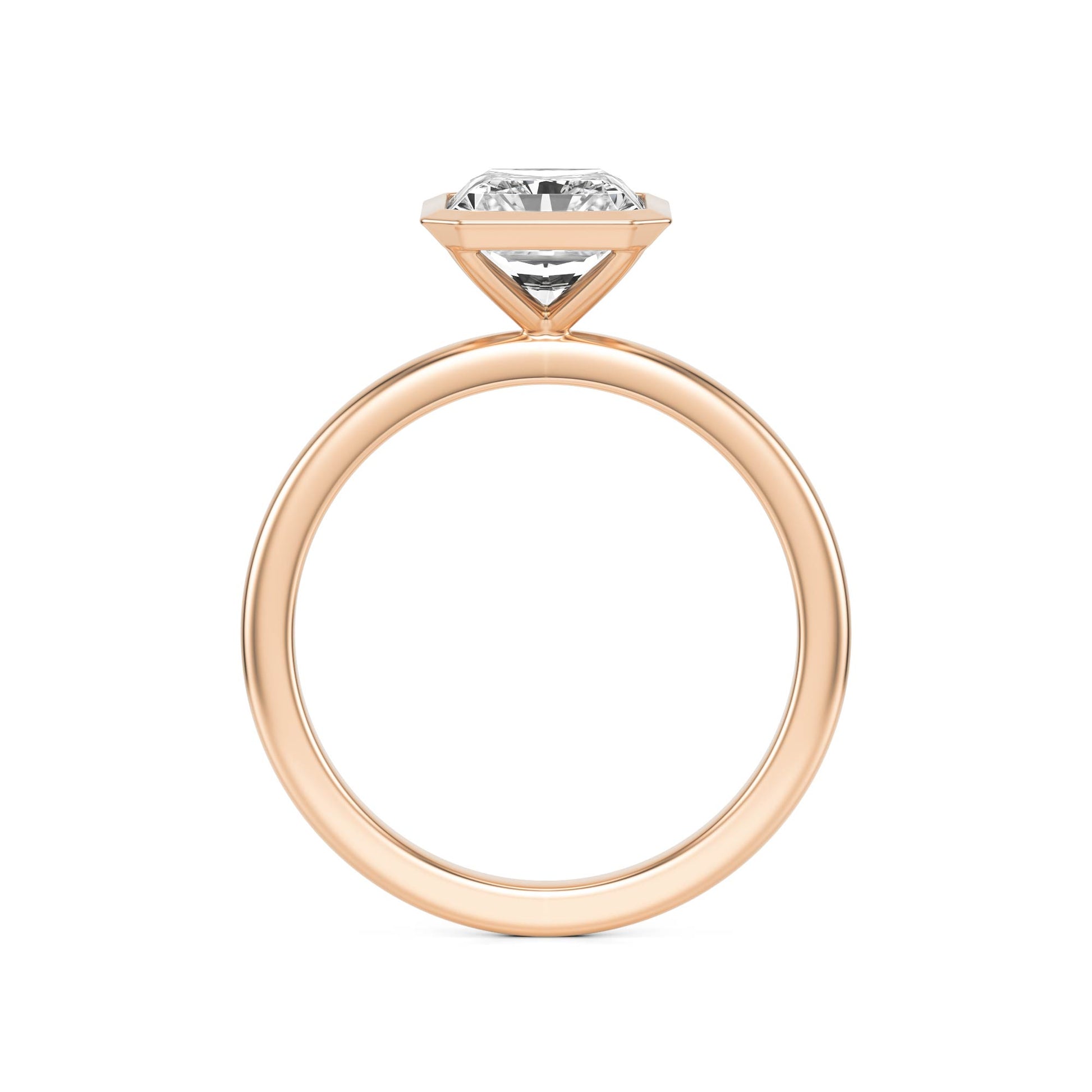 Radiant Moissanite Bezel 14K Rose Gold