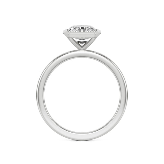 Radiant Moissanite Bezel 14K White Gold