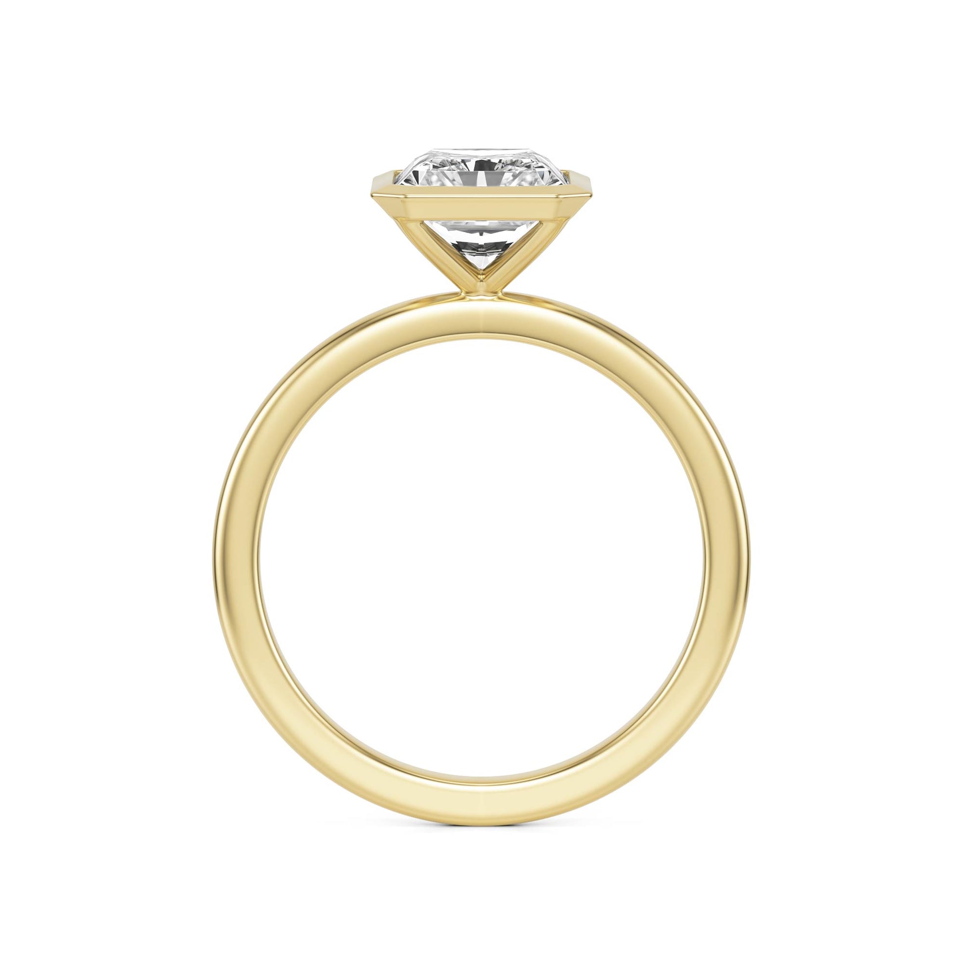 Radiant Moissanite Bezel 14K Yellow Gold