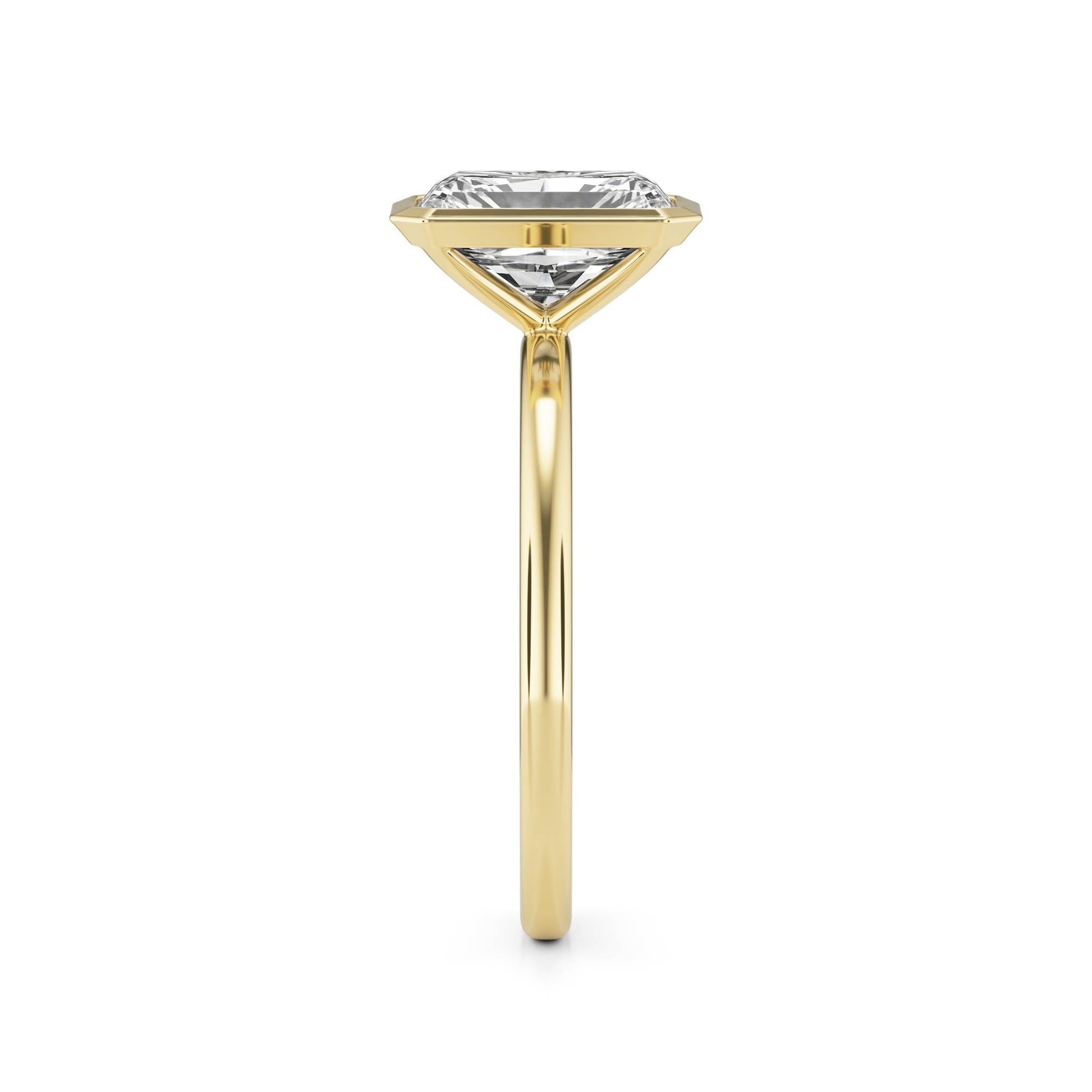 Radiant Moissanite Bezel 14K Yellow Gold