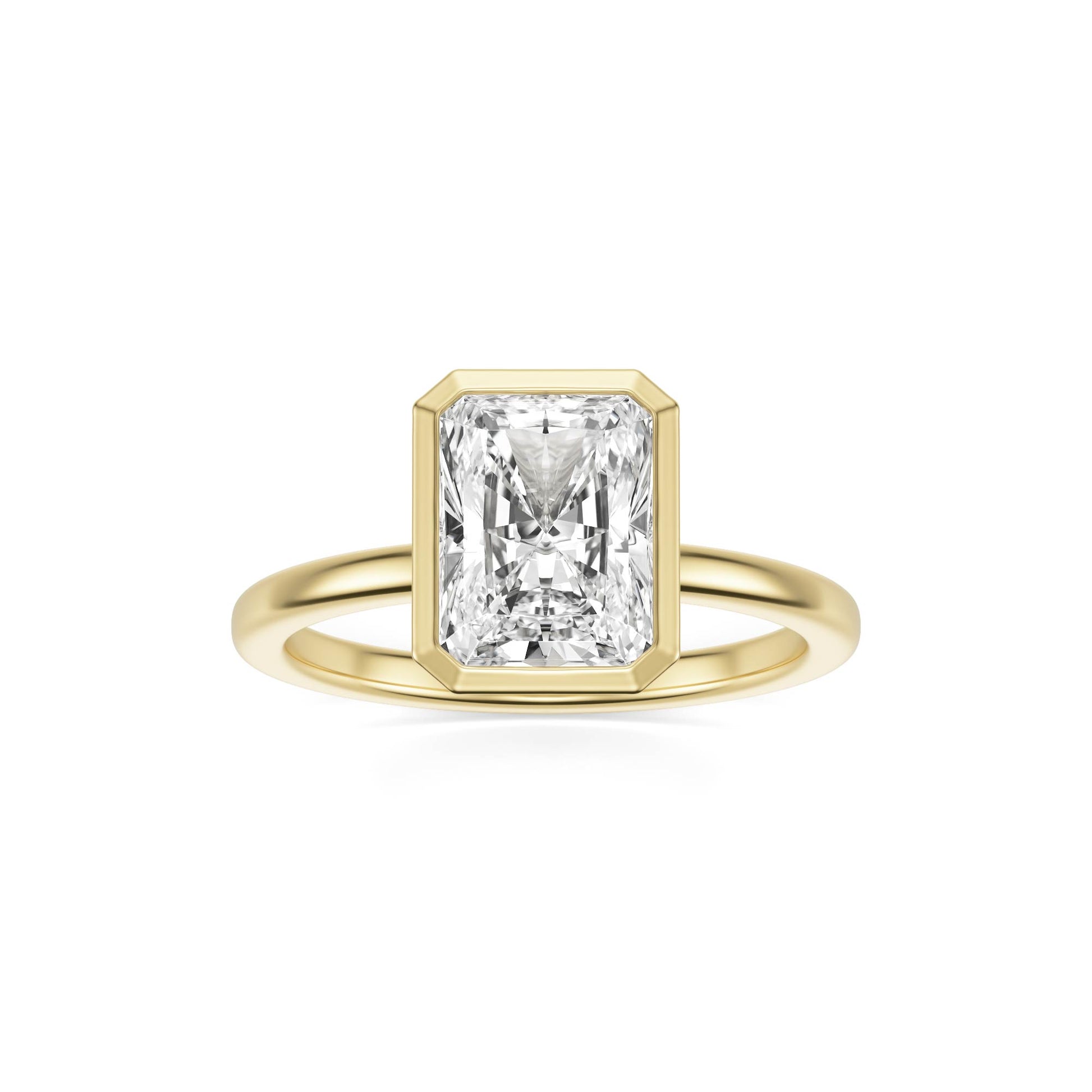 Radiant Moissanite Bezel 14K Yellow Gold