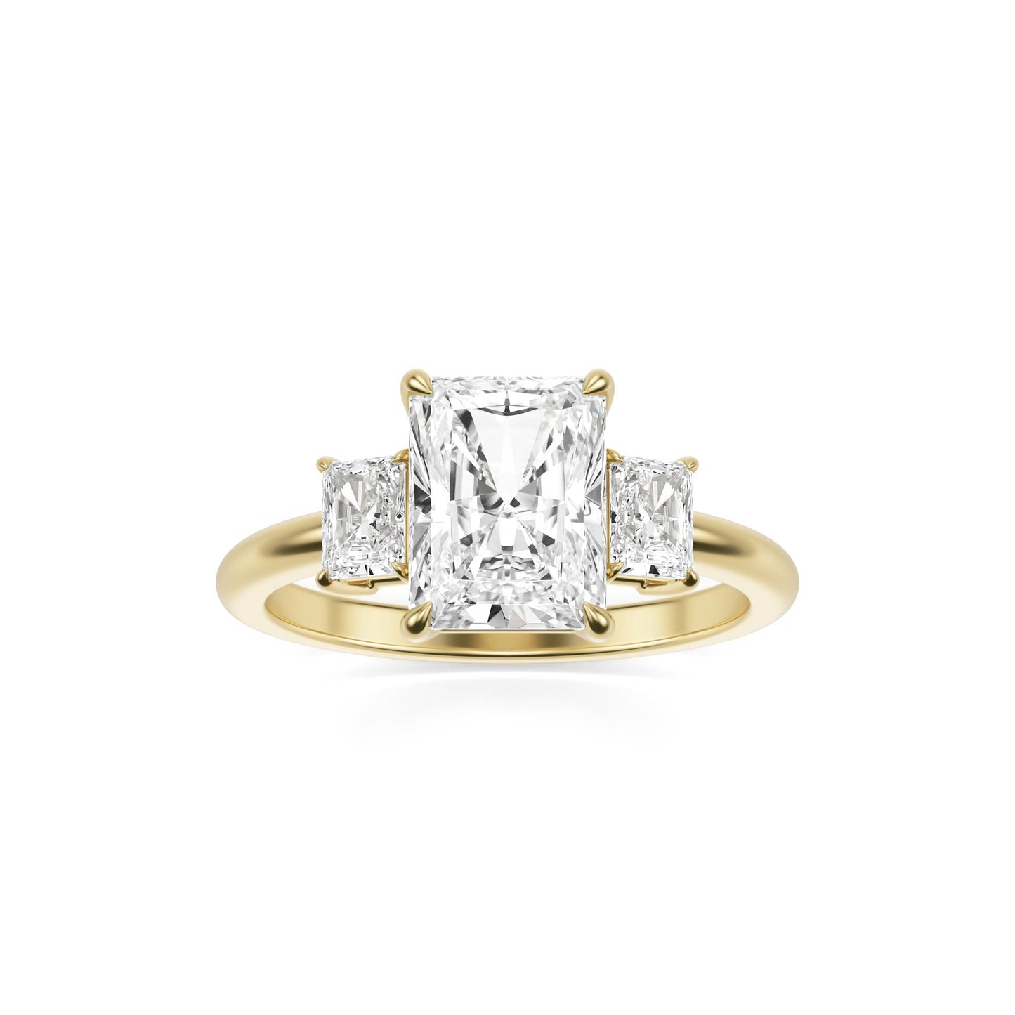 Radiant Moissanite Trio 14K Yellow Gold