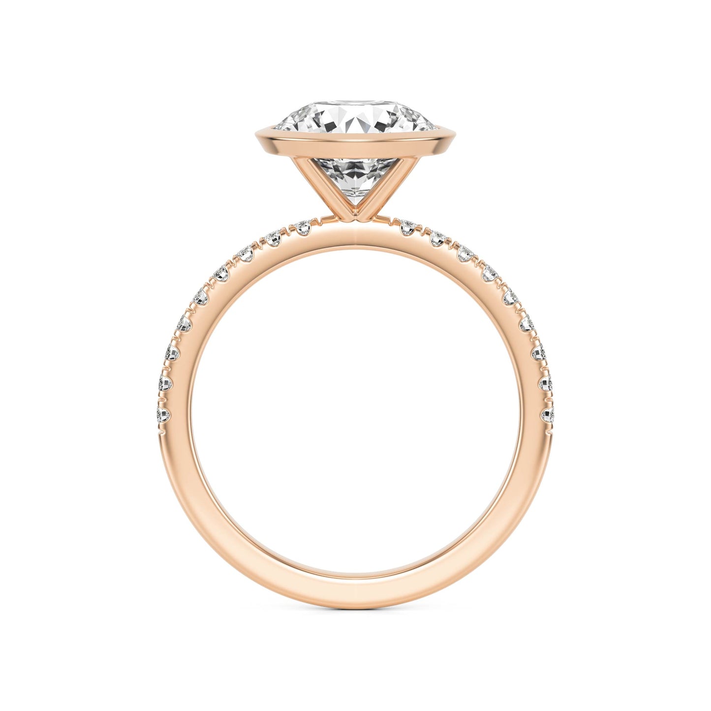 Round Diamond Bezel Pavé 14k Rose Gold