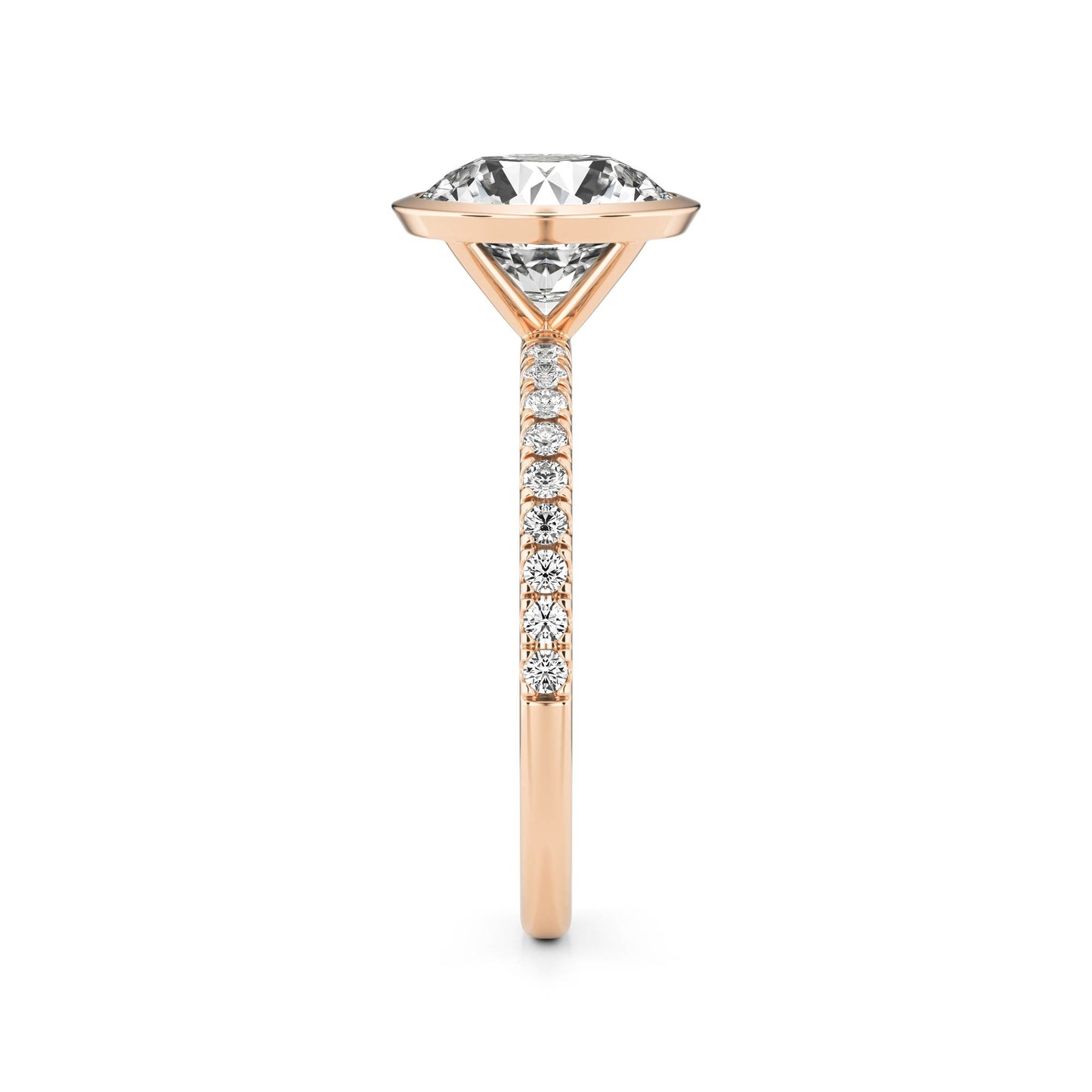 Round Diamond Bezel Pavé 14k Rose Gold