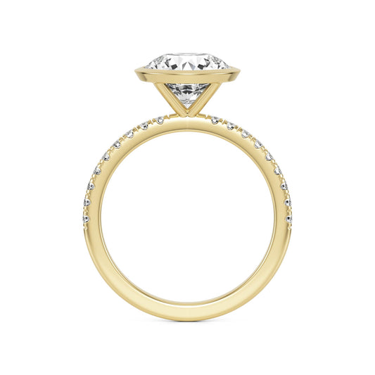 Round Bezel Moissanite 14K Yellow Gold