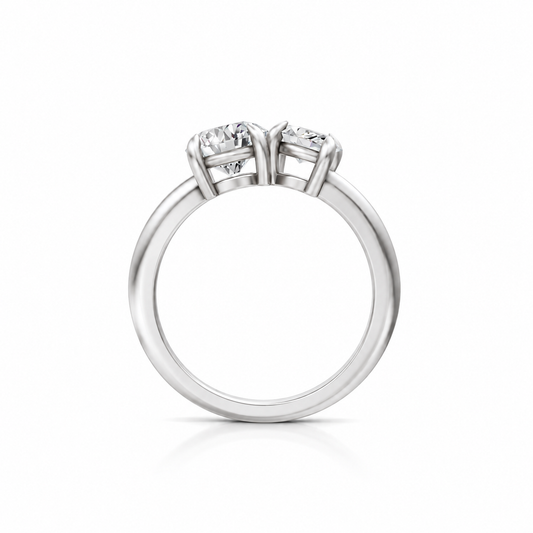 Round Marquise Diamond Two Stone 14k white gold