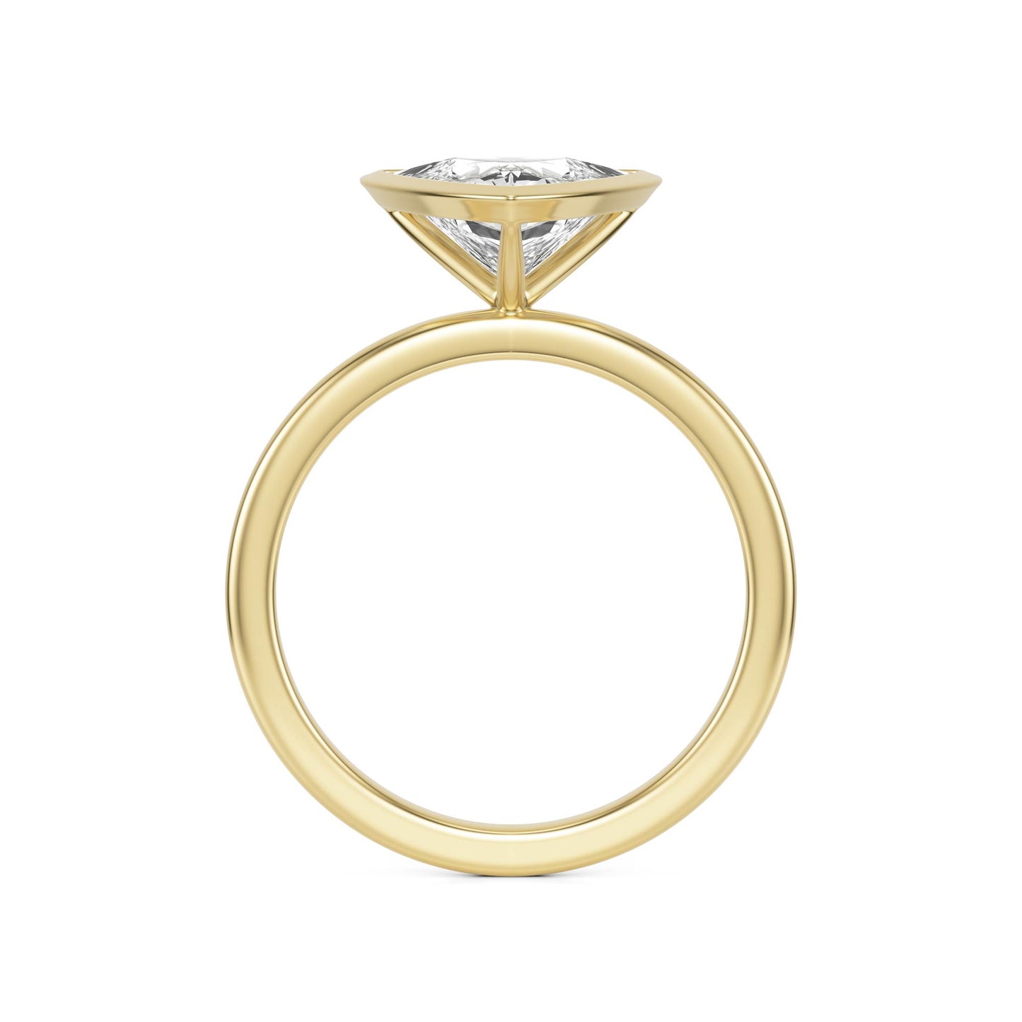 Trillion Diamond Bezel 14k Yellow Gold