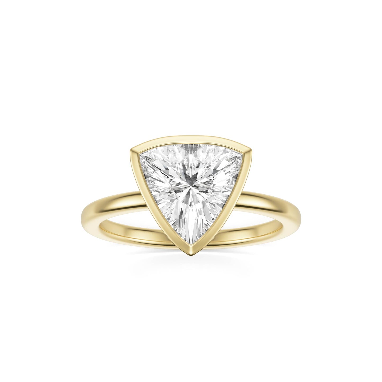Trillion Moissanite Bezel 14K Yellow Gold