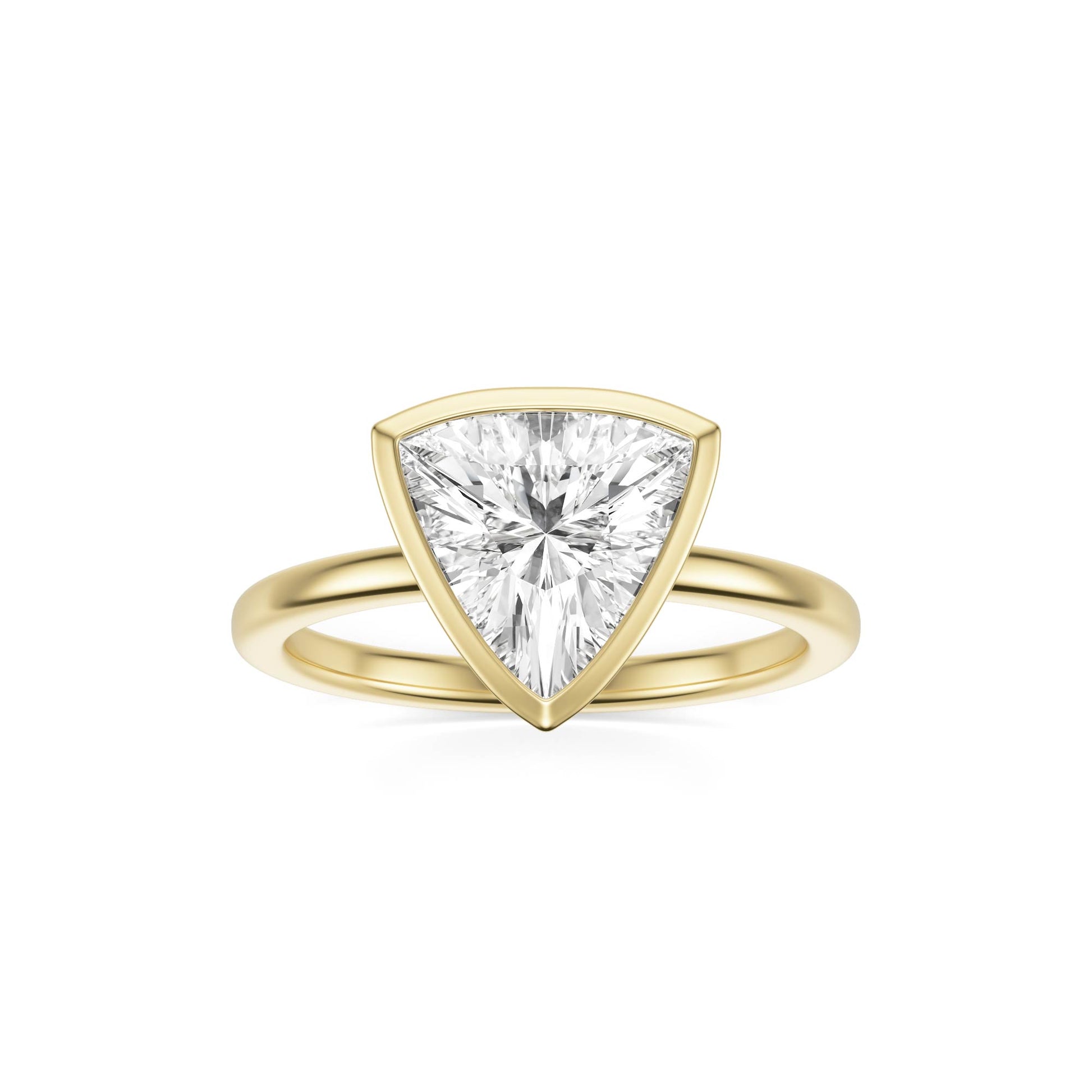 Trillion Moissanite Bezel 14K Yellow Gold