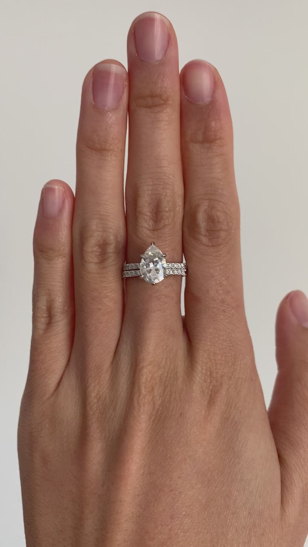 Pave Wedding Band + 2.10ct 10x7mm Pear 14WG pave